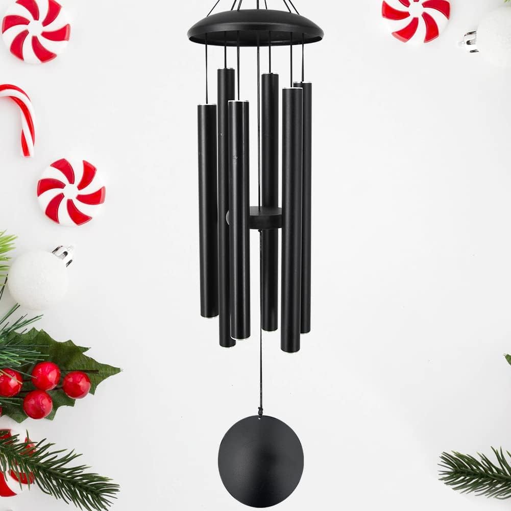 ASTARIN 45 in Memorial Wind Chimes Large with 6 Heavy Tubes, Large Deep Tone Wind Chimes Outdoor for Garden Hanging Décor,Sympathy Gifts. Black