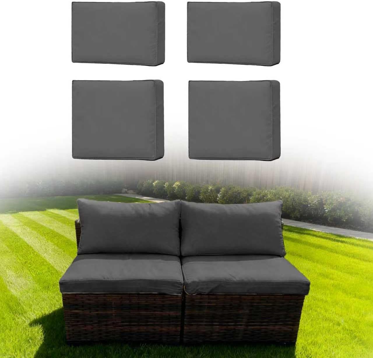 4 PCS Outdoor Cushion Covers, Patio Cushion Slipcovers Replacement Waterproof with Zipper for Outdoor Patio Furniture Cushion Covers, Washable Reusable Furniture Protector (Beige, 24*24*4 in)