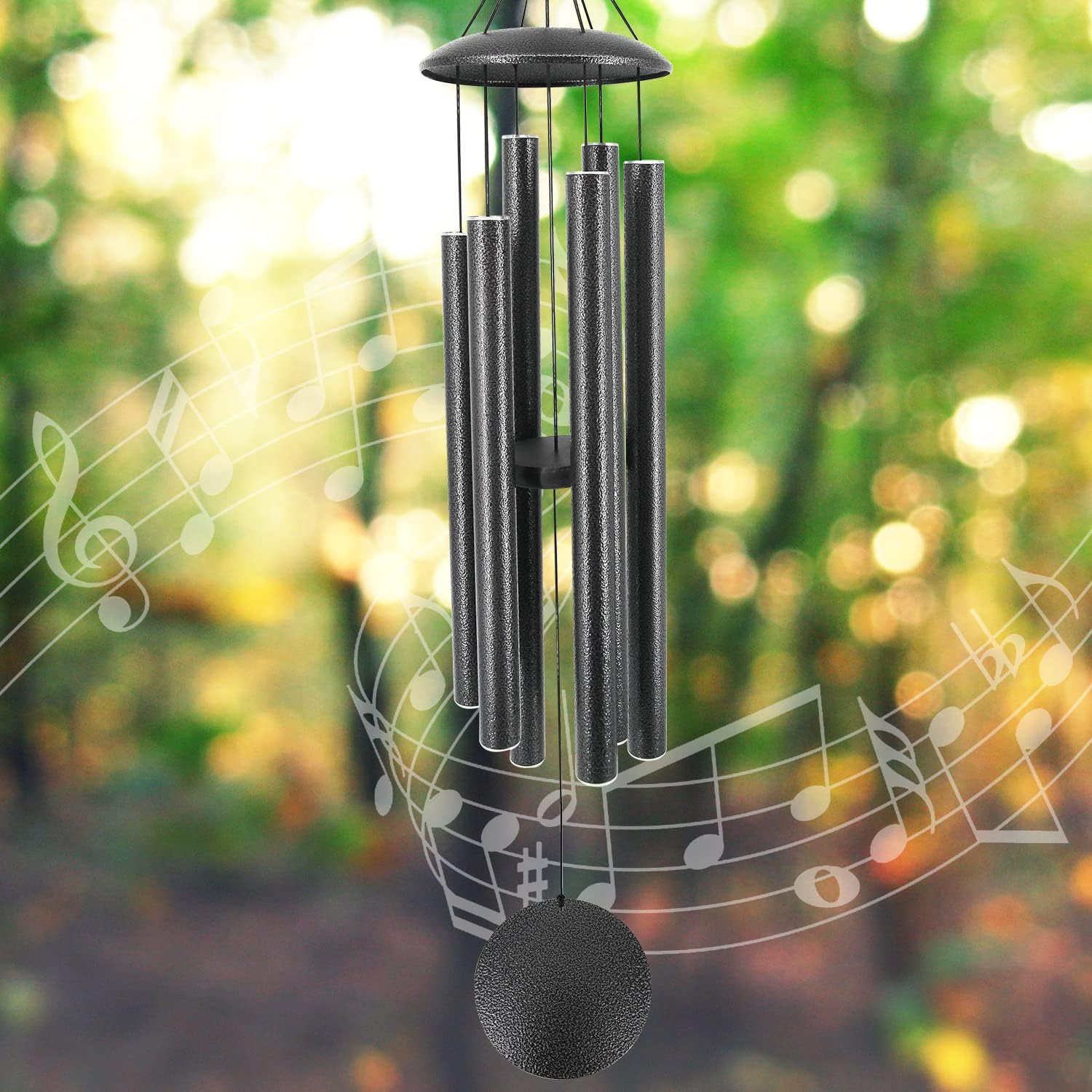 ASTARIN 45 in Memorial Wind Chimes Large with 6 Heavy Tubes, Large Deep Tone Wind Chimes Outdoor for Garden Hanging Décor,Sympathy Gifts. Black
