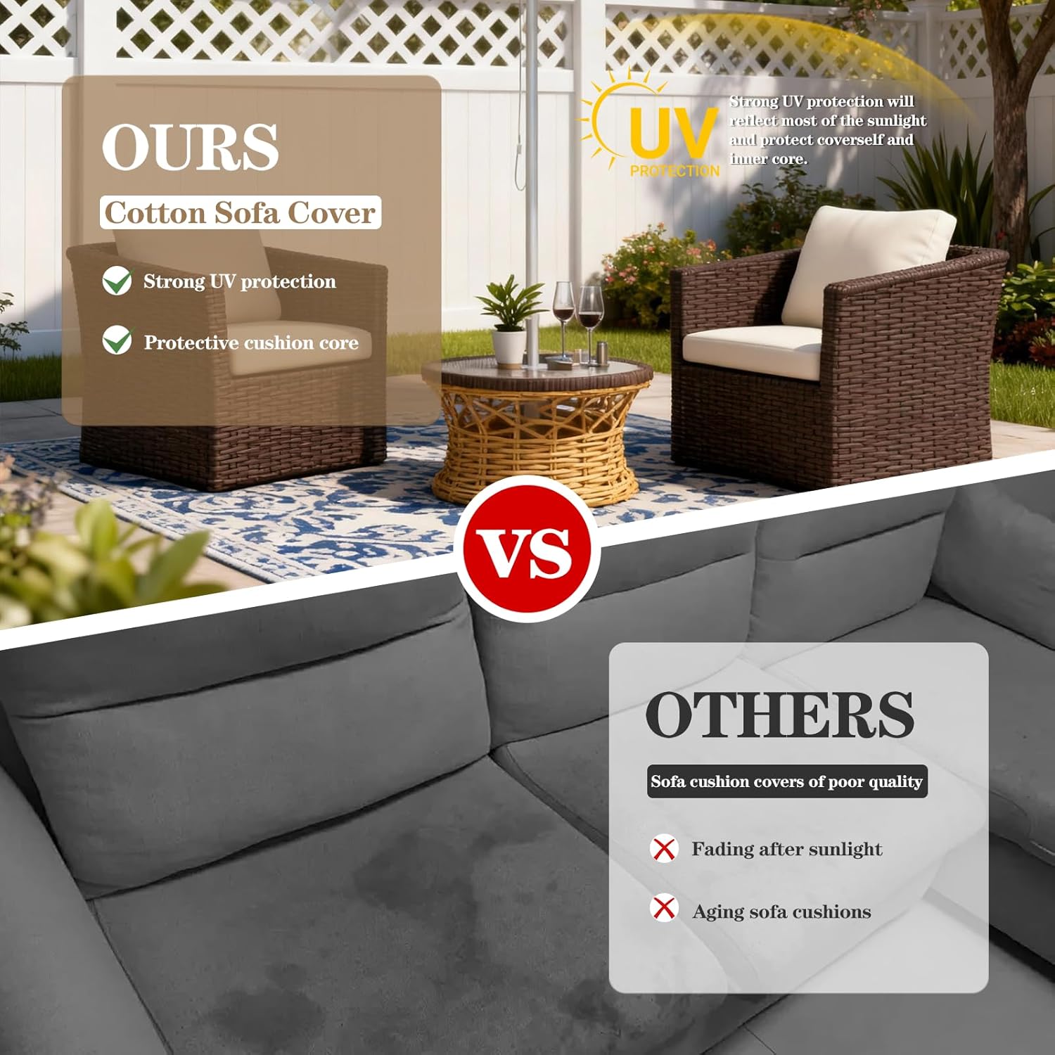 4 PCS Outdoor Cushion Covers, Patio Cushion Slipcovers Replacement Waterproof with Zipper for Outdoor Patio Furniture Cushion Covers, Washable Reusable Furniture Protector (Beige, 24*24*4 in)