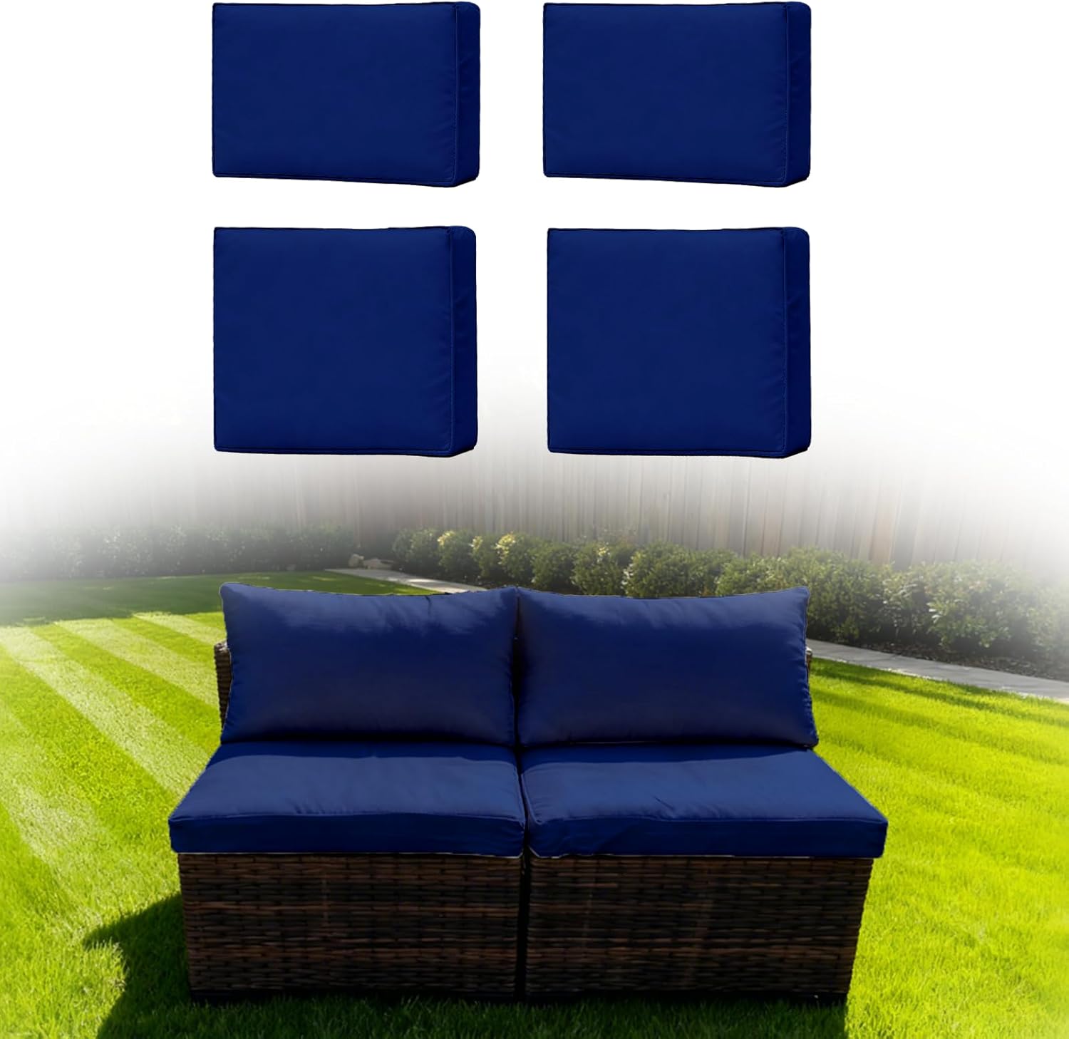 4 PCS Outdoor Cushion Covers, Patio Cushion Slipcovers Replacement Waterproof with Zipper for Outdoor Patio Furniture Cushion Covers, Washable Reusable Furniture Protector (Beige, 24*24*4 in)