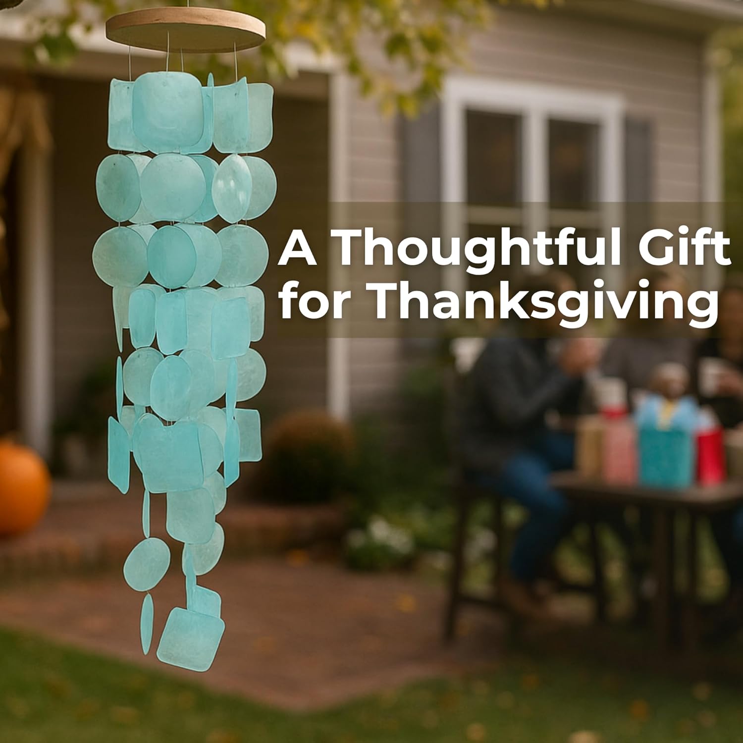 Solange & Frances Turquoise Sea Glass Wind Chimes for Outside - Ideal Gifts for Women Who Have Everything, Unique, White Elephant Gifts for Mom and Dad, Outdoor Christmas Decorations