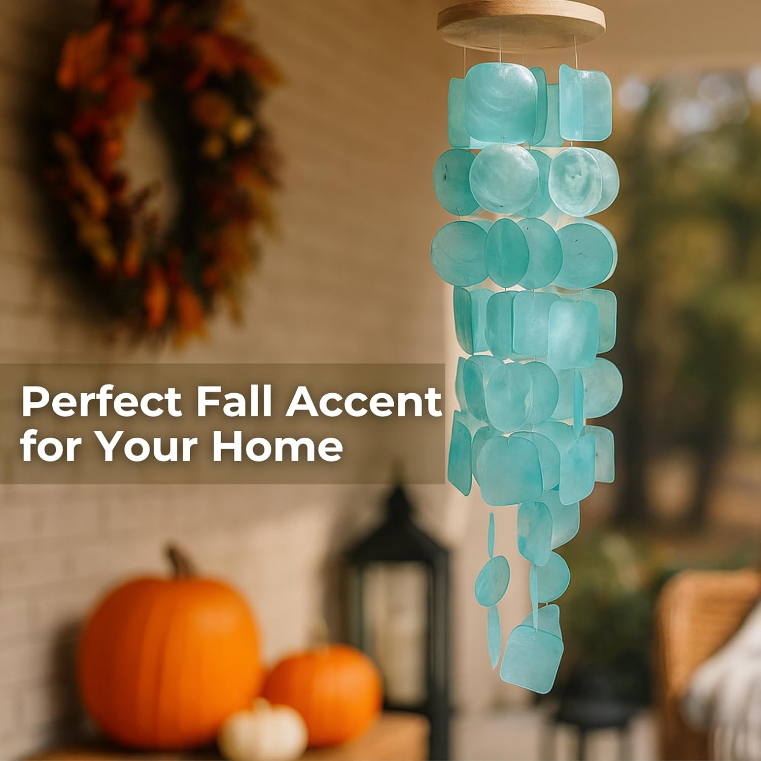 Solange & Frances Turquoise Sea Glass Wind Chimes for Outside - Ideal Gifts for Women Who Have Everything, Unique, White Elephant Gifts for Mom and Dad, Outdoor Christmas Decorations