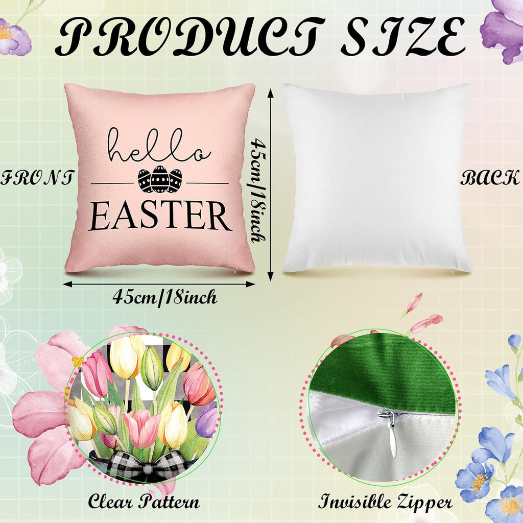 GlikCeil Set of 16 Holiday Pillow Covers 18 x 18 Inch Buffalo Plaid Throw Pillow Covers Valentine's Day St. Patrick's Day Easter Spring Pillowcases Decorative for Farmhouse Home Couch Sofa Decor