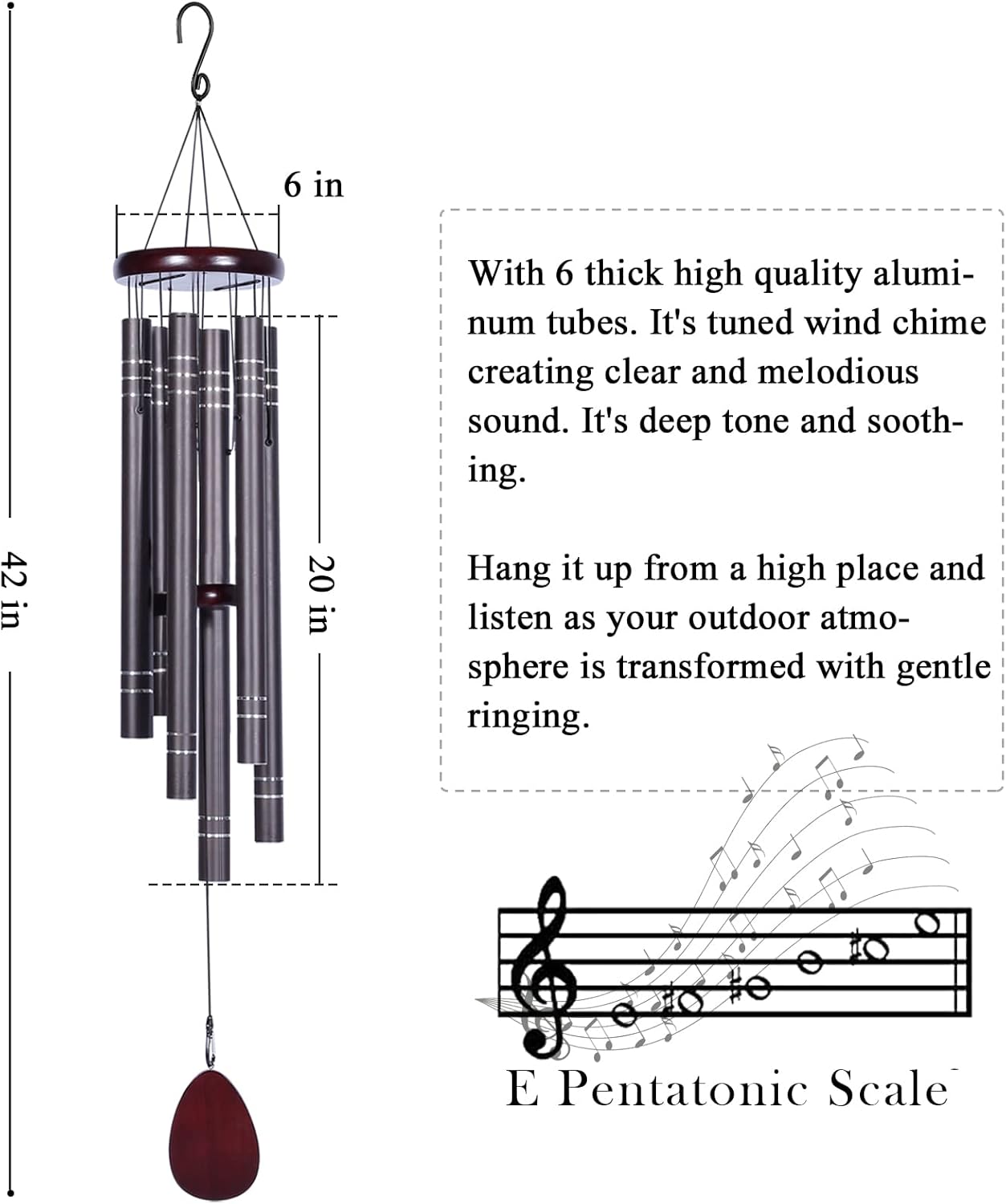 Large Wind Chimes Outside Deep Tone Memorial Wind Chime for Loss of Loved one,Sympathy Gift for Bereavement,Condolence,Funeral, Big Hanging Decor for Your Garden,Yard and Patio