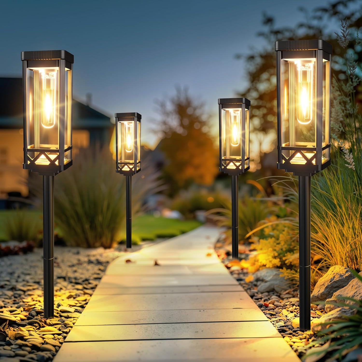 KOOPER Taller Solar Pathway Lights Outdoor, 8 Pack Upgraded Brighter Solar Garden Lights Solar Powered, Up to 15 Hours Outdoor Solar Lights for Yard Landscape Path Walkway Driveway （Cool White）