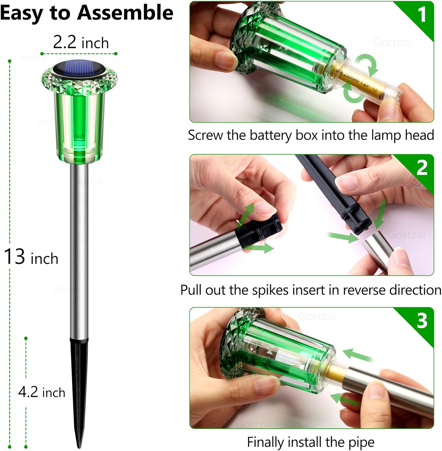 Gorrzai Solar Christmas Lights Outdoor Decorations 10 Pack Multicolor LED Stainless Steel Stake for Pathway Yard Garden Driveway Landscape Walkway Lighting Solar Powered Outside Holiday Decor