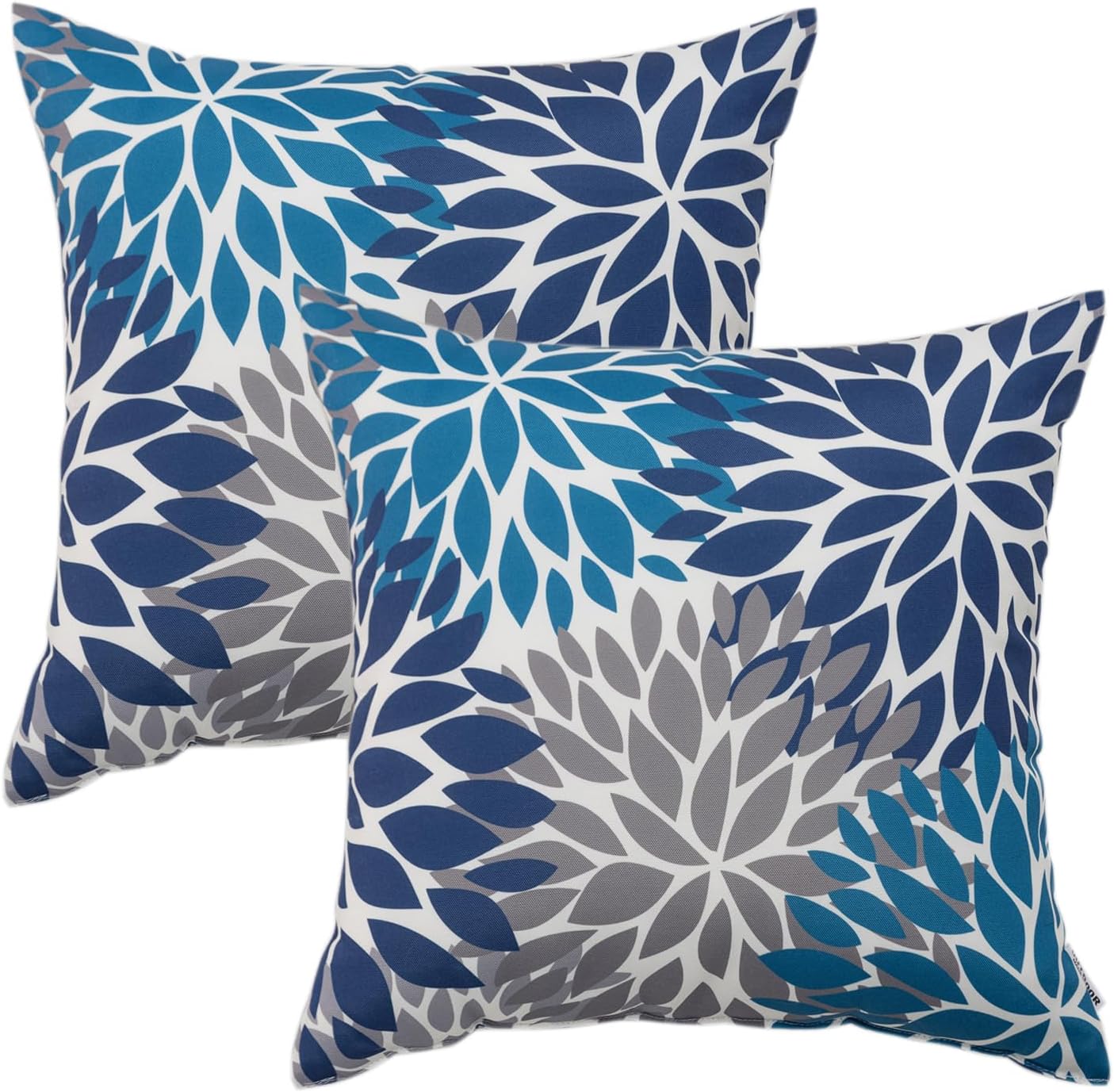 JMKaixin Outdoor Pillows, Pack of 2 Waterproof Decorative Throw Pillows with Inserts, 18”x18” Square Pillows for Couch, Sofa and Patio Furniture