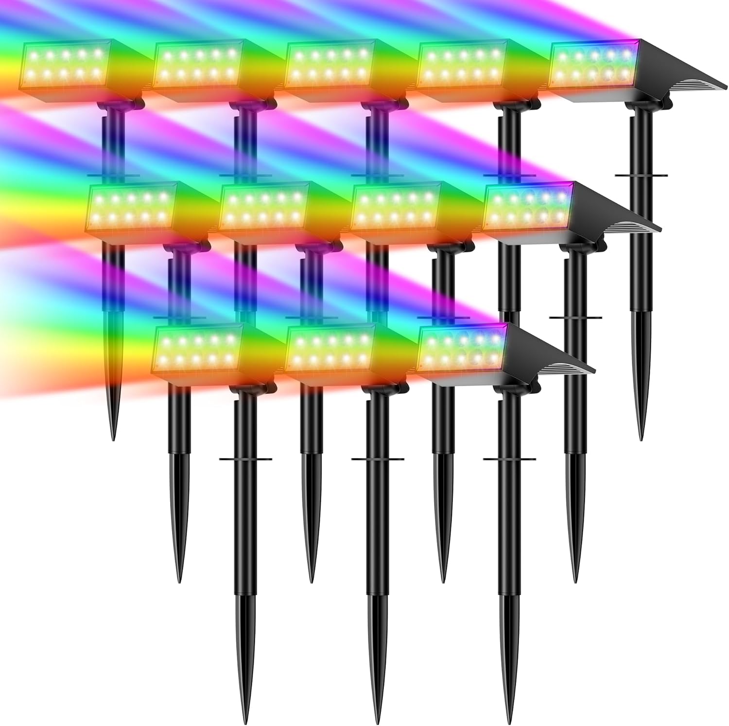 Solar Lights Outdoor Waterproof IP65, [12 Pack/4 Modes] Spot Solar Light for Outside, Dusk to Dawn LED Solar Powered Yard Garden Landscape Lighting Spotlights for Path Patio Walkway, Warm White