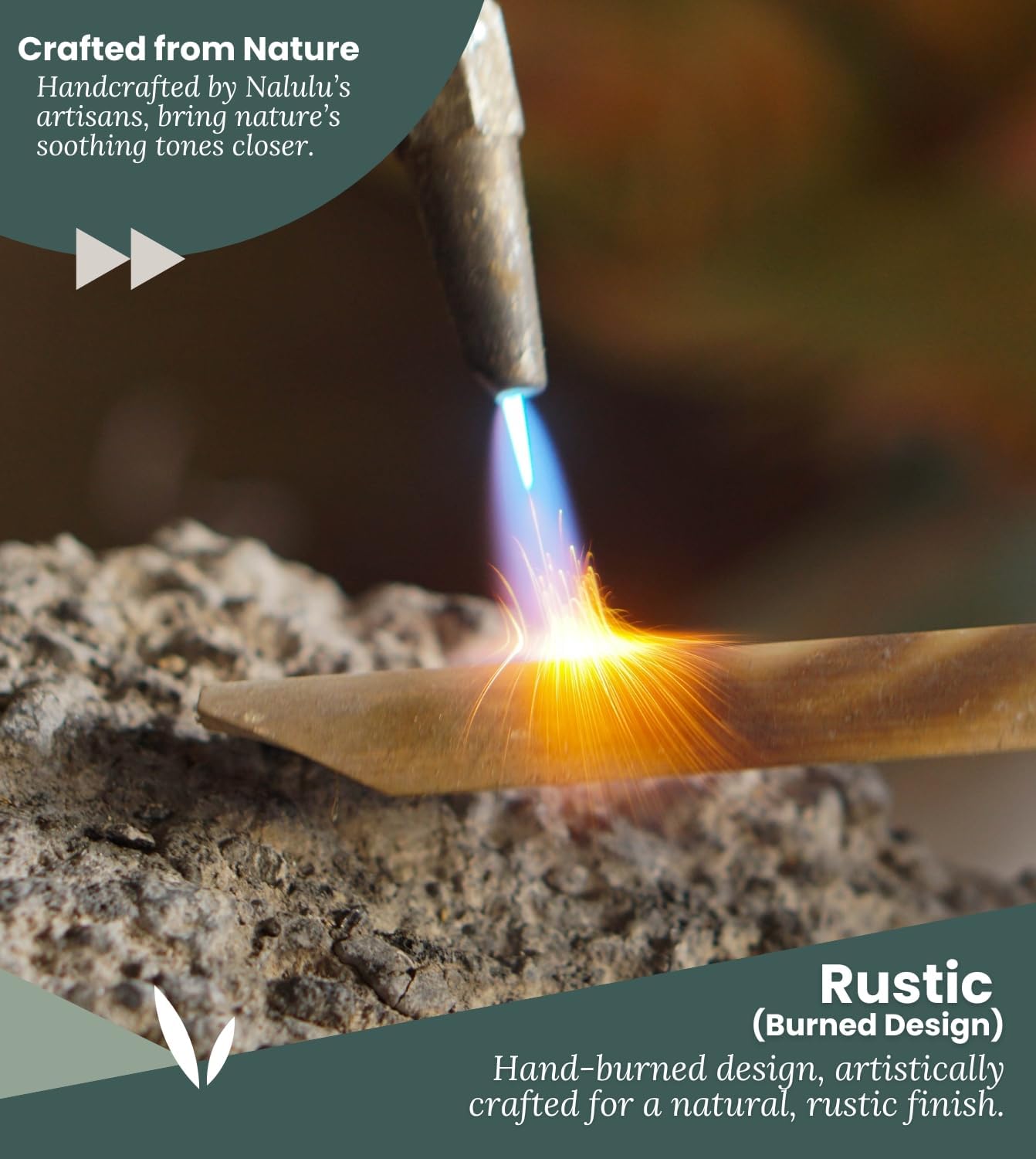 Rustic Bamboo Wind Chimes - Outside Outdoor Wooden Windchimes, Medium, Floral Burned Design with Coconut Crown, Handcrafted with Calming Deep Tones, Home Decor Ideal Gift for Him & Her