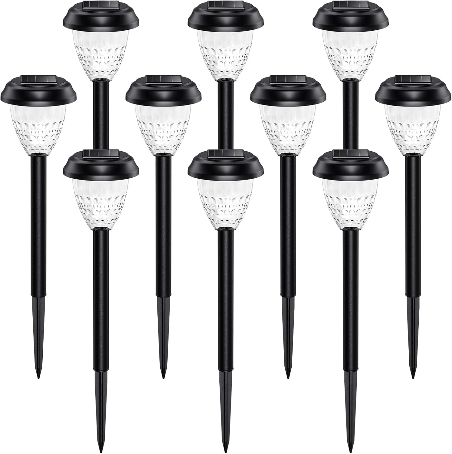 URAGO Super Bright Solar Lights, Waterproof 10 Pack, Dusk to Dawn Up to 12 Hrs Solar Powered Outdoor Pathway Garden Lights Auto On/Off, LED Landscape Lighting Decorative for Walkway Patio Yard