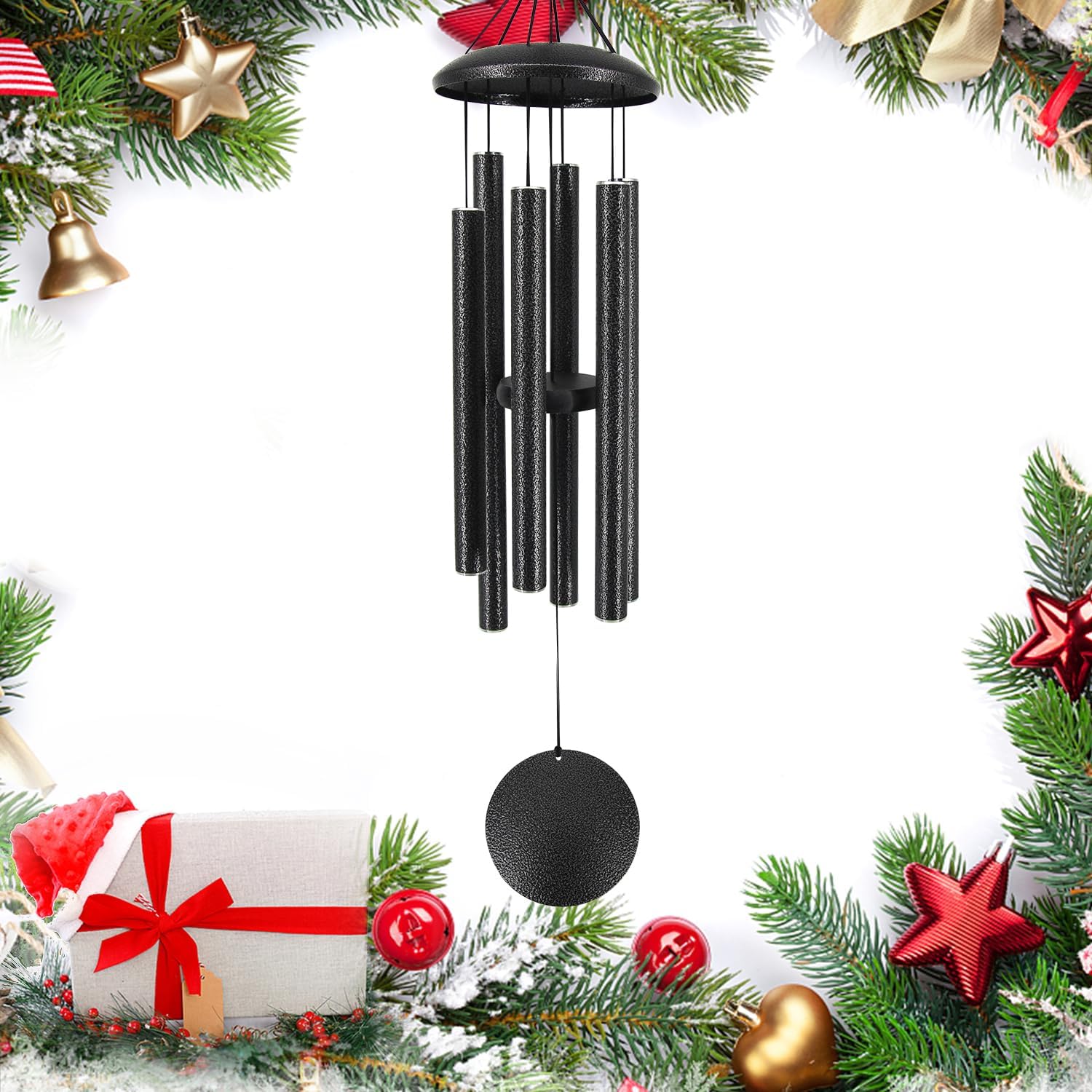 ASTARIN 45 in Memorial Wind Chimes Large with 6 Heavy Tubes, Large Deep Tone Wind Chimes Outdoor for Garden Hanging Décor,Sympathy Gifts. Black