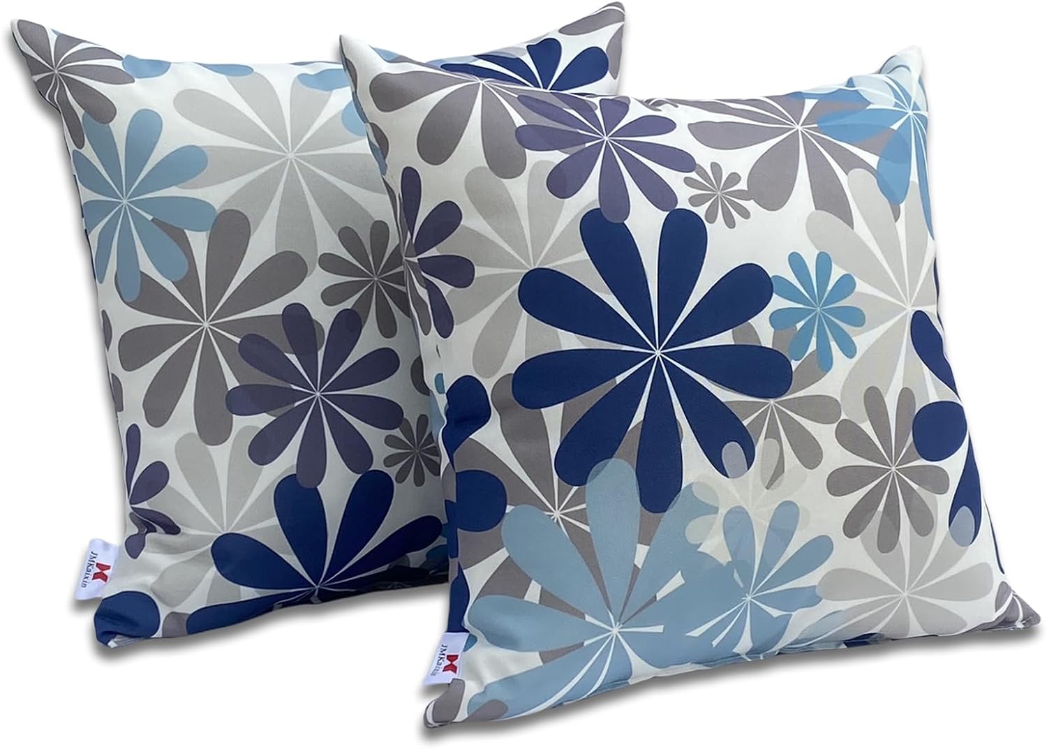 JMKaixin Outdoor Pillows, Pack of 2 Waterproof Decorative Throw Pillows with Inserts, 18”x18” Square Pillows for Couch, Sofa and Patio Furniture