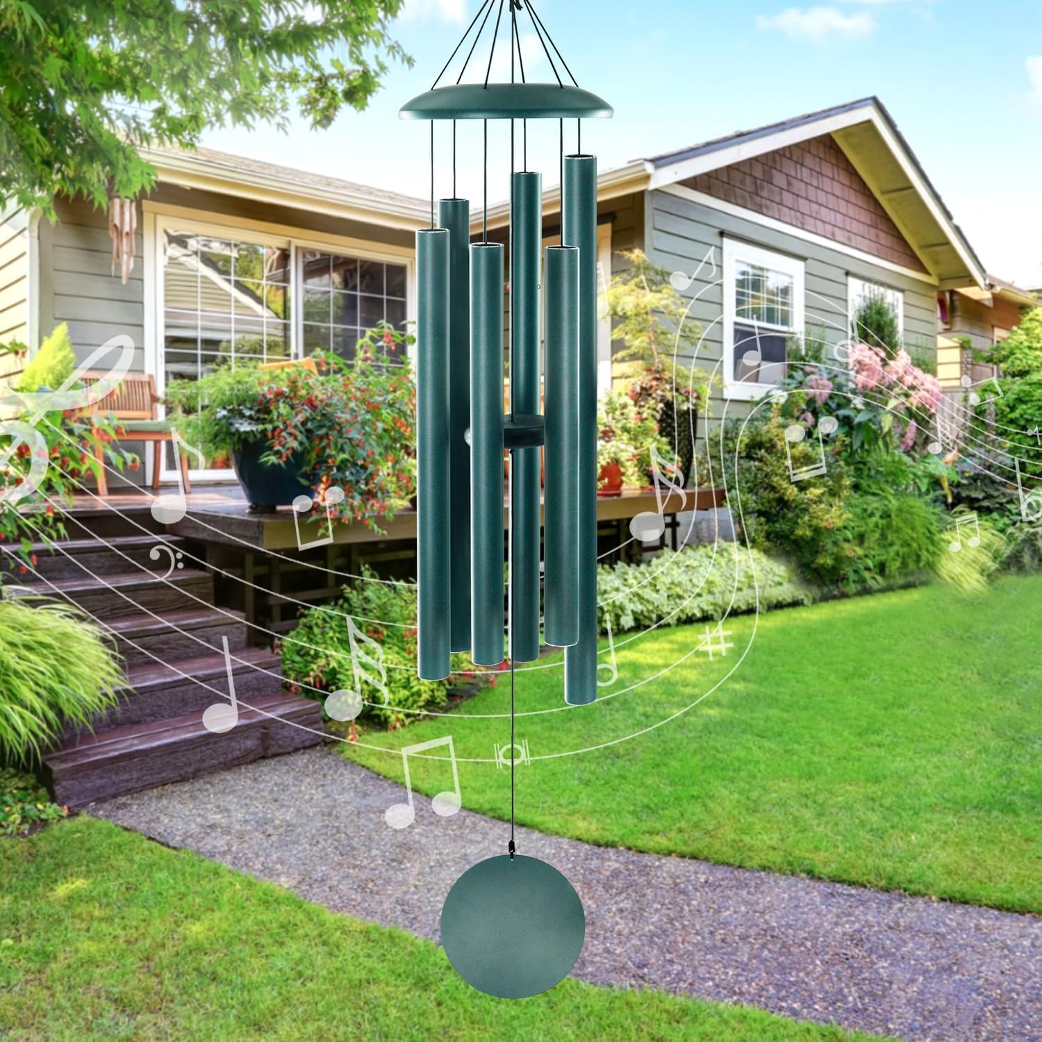 ASTARIN 45 in Memorial Wind Chimes Large with 6 Heavy Tubes, Large Deep Tone Wind Chimes Outdoor for Garden Hanging Décor,Sympathy Gifts. Black