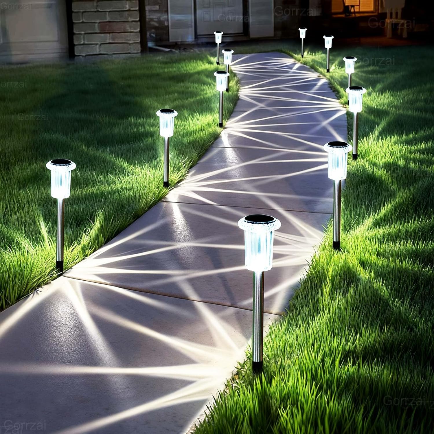 Gorrzai Solar Christmas Lights Outdoor Decorations 10 Pack Multicolor LED Stainless Steel Stake for Pathway Yard Garden Driveway Landscape Walkway Lighting Solar Powered Outside Holiday Decor