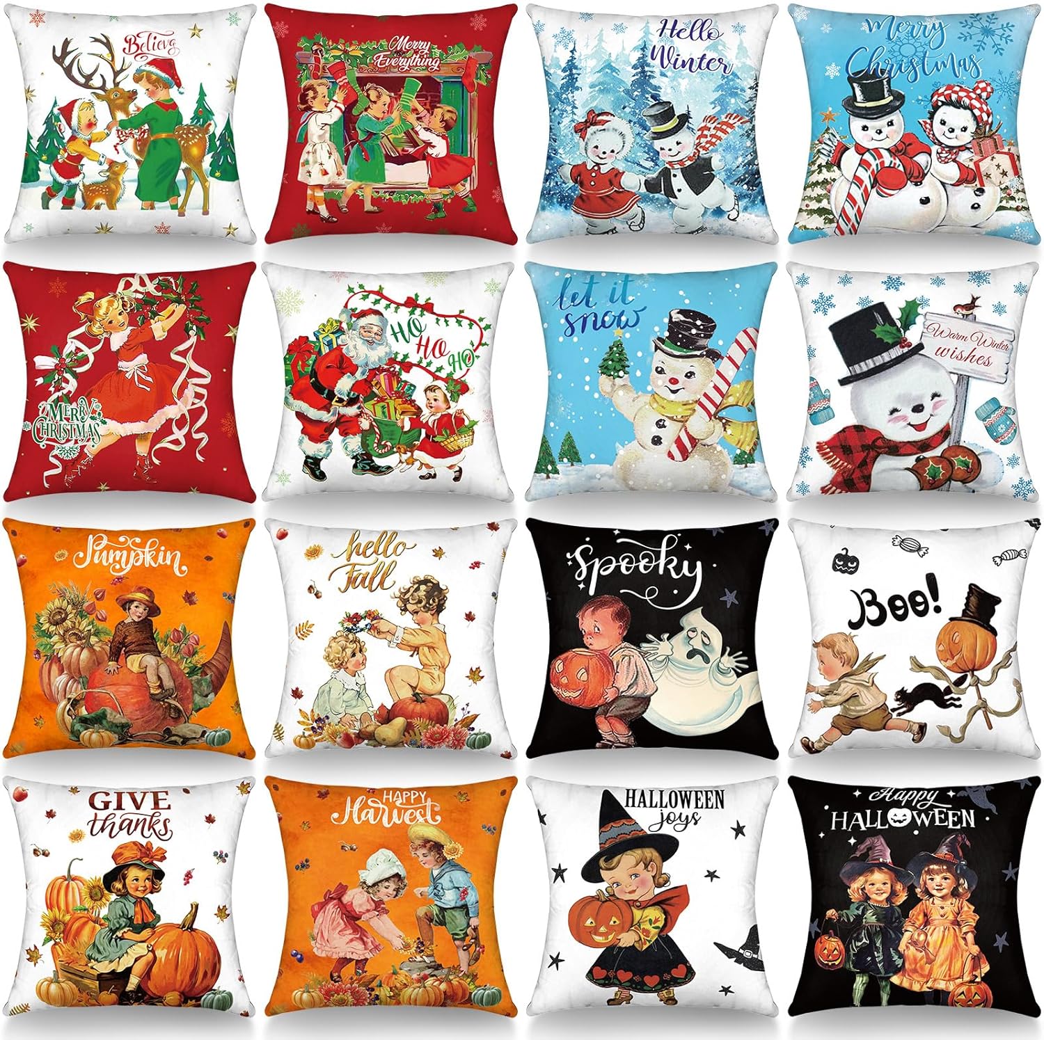 GlikCeil Set of 16 Holiday Pillow Covers 18 x 18 Inch Buffalo Plaid Throw Pillow Covers Valentine's Day St. Patrick's Day Easter Spring Pillowcases Decorative for Farmhouse Home Couch Sofa Decor