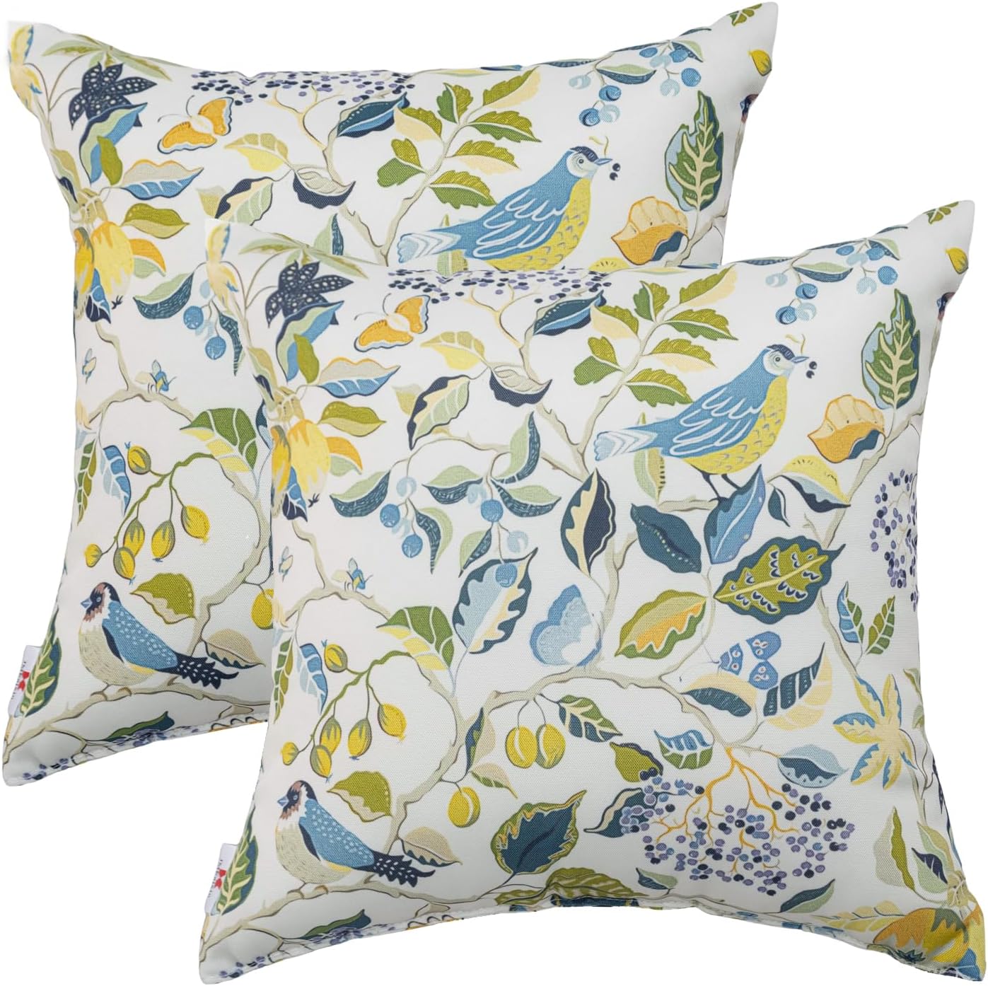 JMKaixin Outdoor Pillows, Pack of 2 Waterproof Decorative Throw Pillows with Inserts, 18”x18” Square Pillows for Couch, Sofa and Patio Furniture