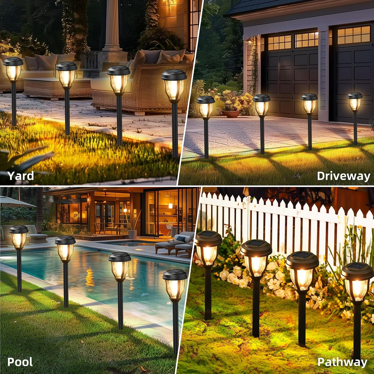 DERAYSION 12 Pack Solar Lights Outdoor, Solar Pathway Lights Auto On/Off Waterproof Garden Landscape Lighting for Path, Yard, Walkway, Driveway Decor