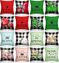 GlikCeil Set of 16 Holiday Pillow Covers 18 x 18 Inch Buffalo Plaid Throw Pillow Covers Valentine's Day St. Patrick's Day Easter Spring Pillowcases Decorative for Farmhouse Home Couch Sofa Decor