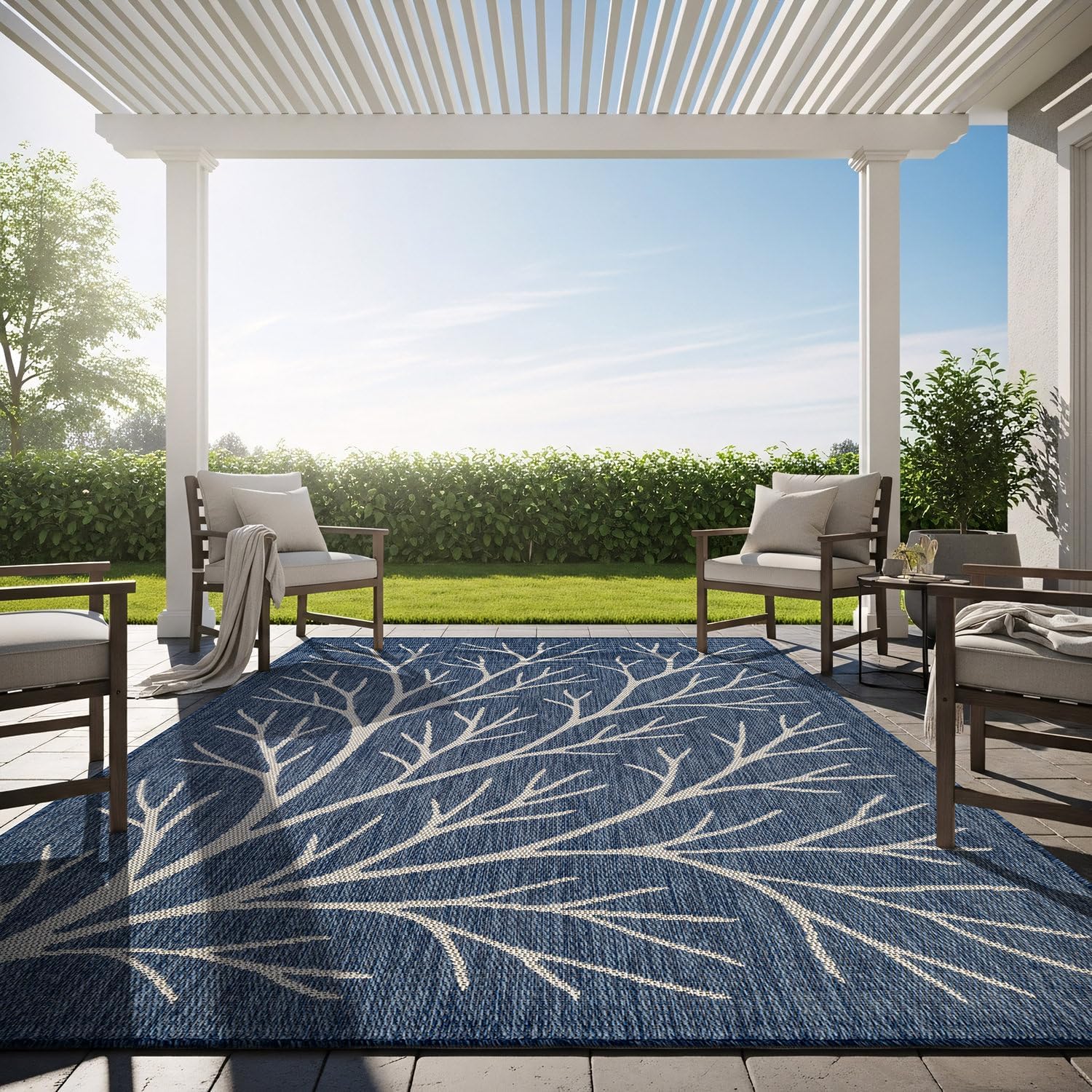 Washable Indoor Outdoor Rug 8x10 Weather Resistant Area Rugs Modern Solid for Porch Deck Balcony Backyard Patio Outside Carpet (8 X 10 Silver Grey)