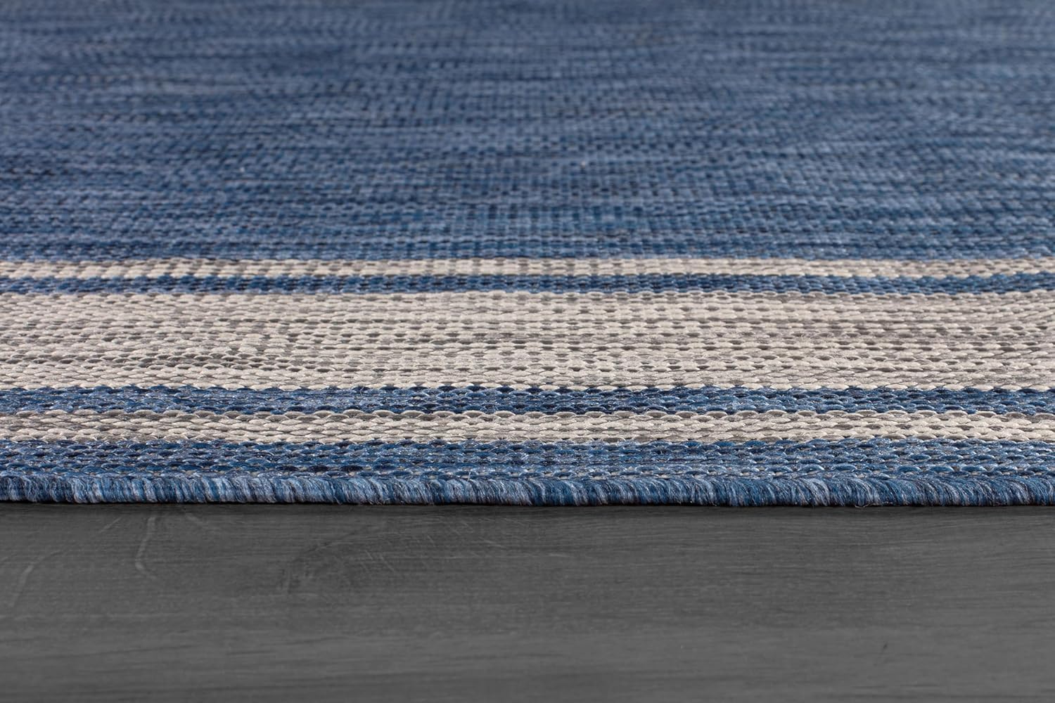 Beverly Rug Outdoor Rug 6x9 Modern Bordered Area Rugs for Indoor and Outdoor Patio Deck Porch Garden Waterproof Weather Sun Resistant Washable Outside Carpet (6 x 9 Navy)