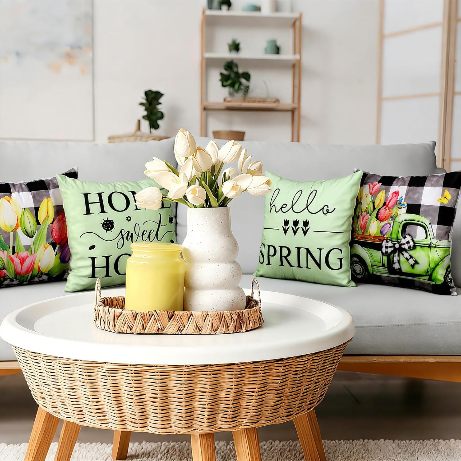 GlikCeil Set of 16 Holiday Pillow Covers 18 x 18 Inch Buffalo Plaid Throw Pillow Covers Valentine's Day St. Patrick's Day Easter Spring Pillowcases Decorative for Farmhouse Home Couch Sofa Decor