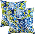 JMKaixin Outdoor Pillows, Pack of 2 Waterproof Decorative Throw Pillows with Inserts, 18”x18” Square Pillows for Couch, Sofa and Patio Furniture