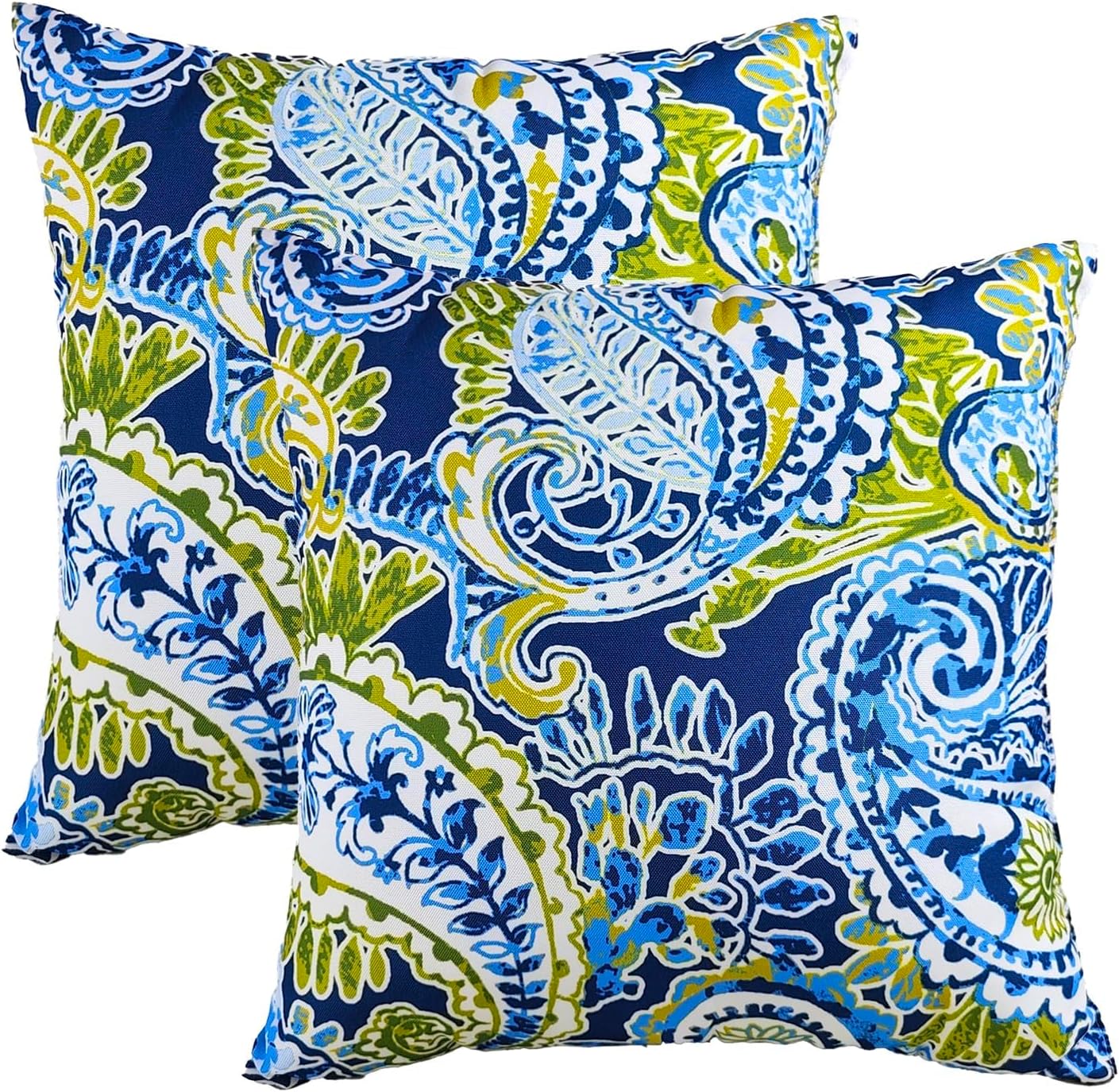 JMKaixin Outdoor Pillows, Pack of 2 Waterproof Decorative Throw Pillows with Inserts, 18”x18” Square Pillows for Couch, Sofa and Patio Furniture