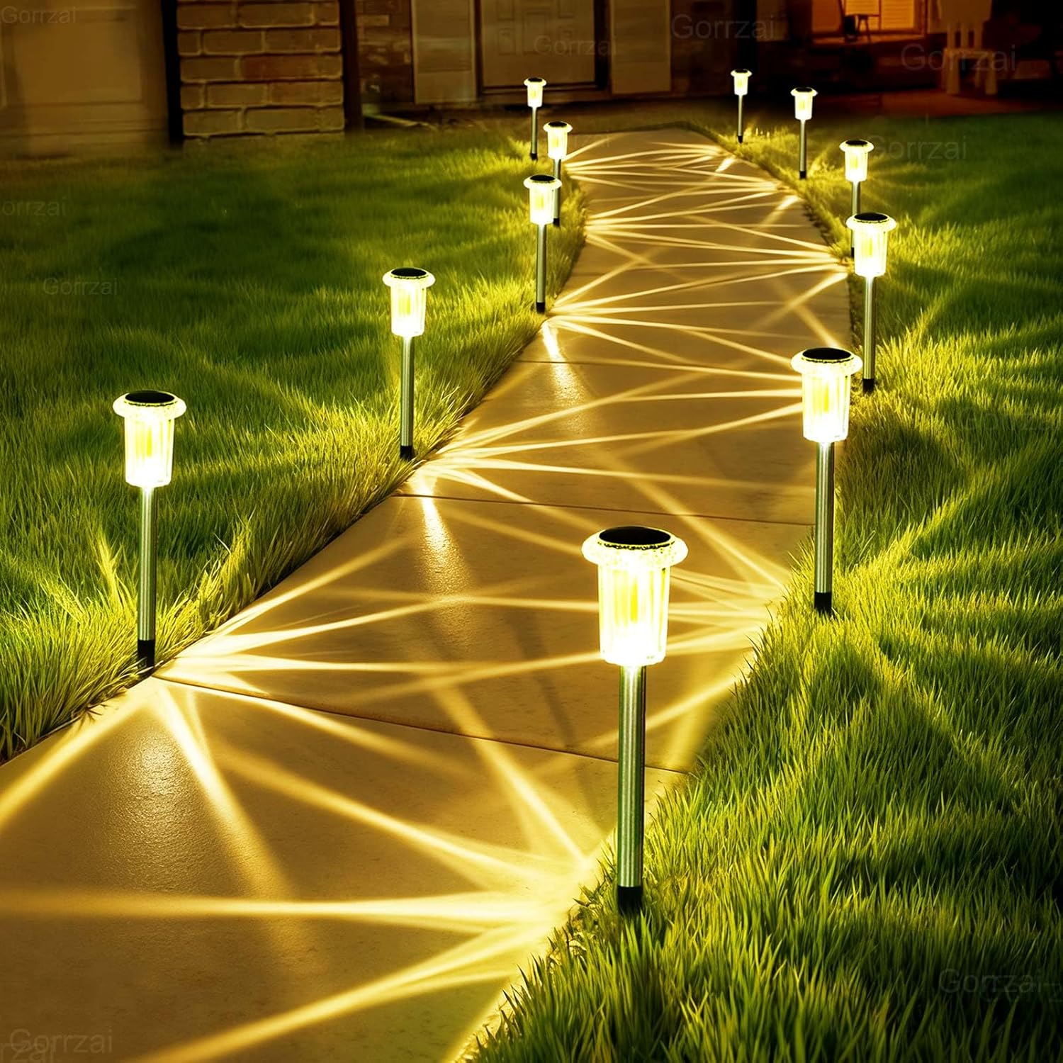 Gorrzai Solar Christmas Lights Outdoor Decorations 10 Pack Multicolor LED Stainless Steel Stake for Pathway Yard Garden Driveway Landscape Walkway Lighting Solar Powered Outside Holiday Decor