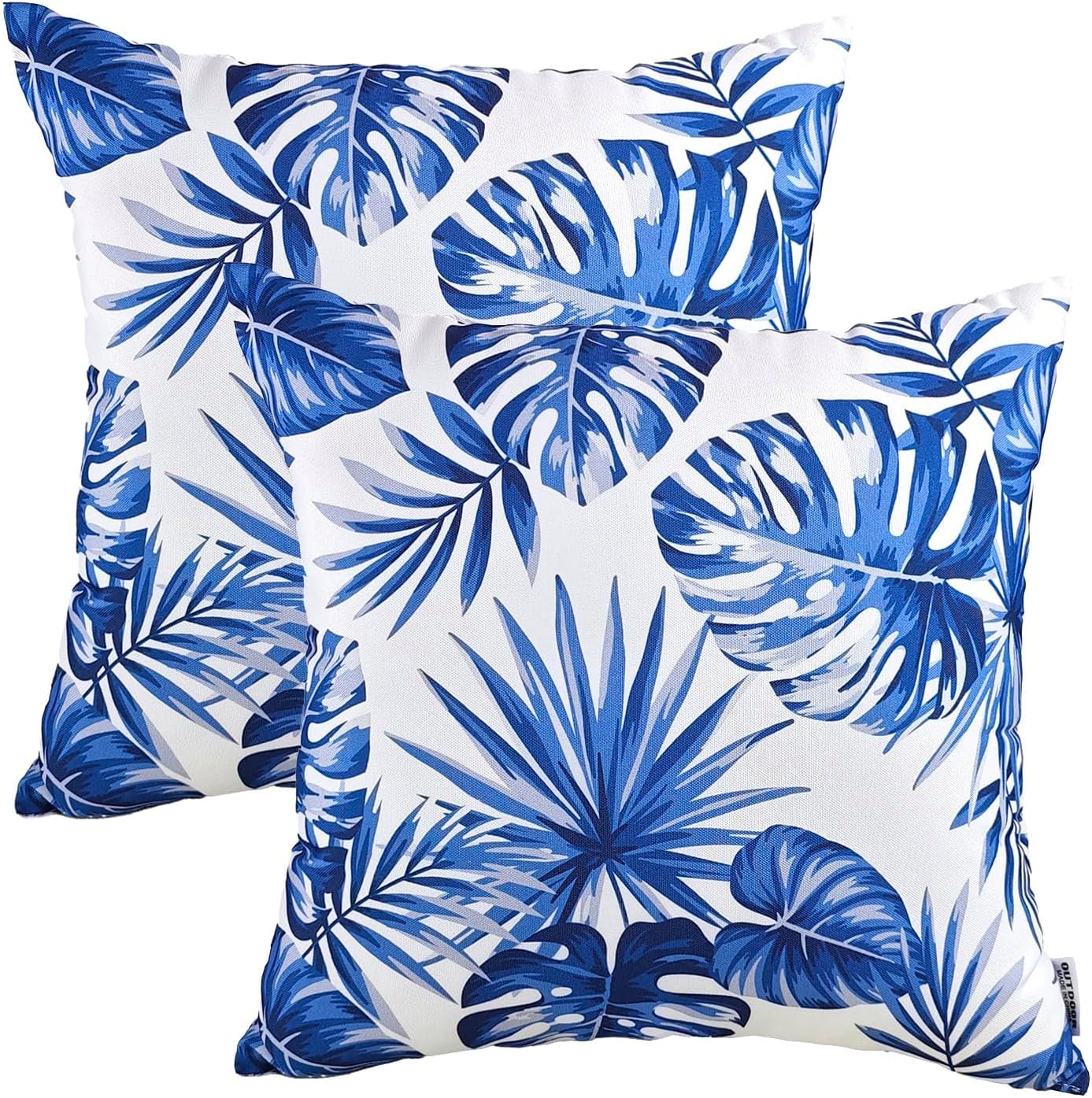 JMKaixin Outdoor Pillows, Pack of 2 Waterproof Decorative Throw Pillows with Inserts, 18”x18” Square Pillows for Couch, Sofa and Patio Furniture