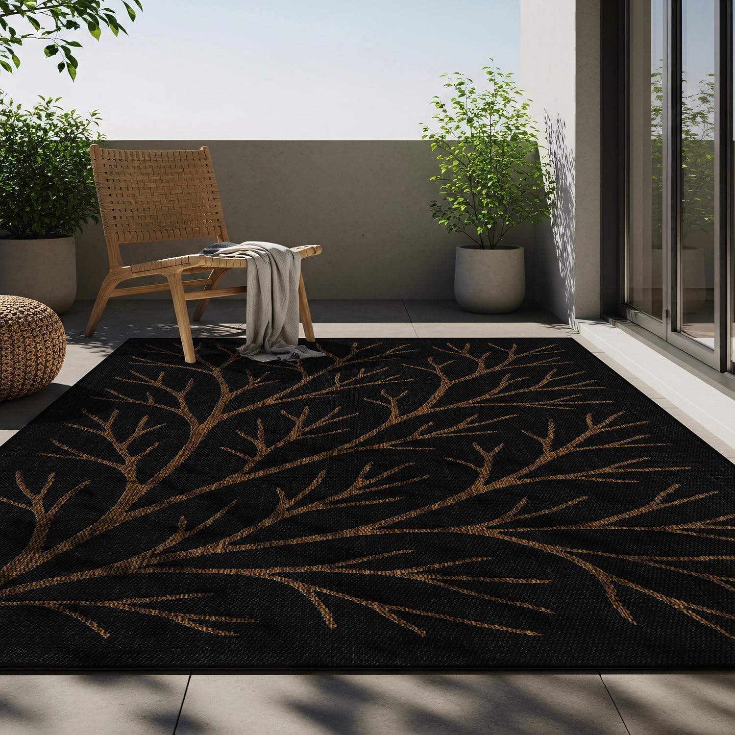 Washable Indoor Outdoor Rug 8x10 Weather Resistant Area Rugs Modern Solid for Porch Deck Balcony Backyard Patio Outside Carpet (8 X 10 Silver Grey)