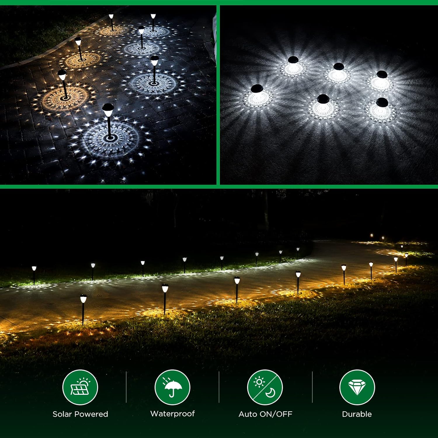 URAGO Super Bright Solar Lights, Waterproof 10 Pack, Dusk to Dawn Up to 12 Hrs Solar Powered Outdoor Pathway Garden Lights Auto On/Off, LED Landscape Lighting Decorative for Walkway Patio Yard