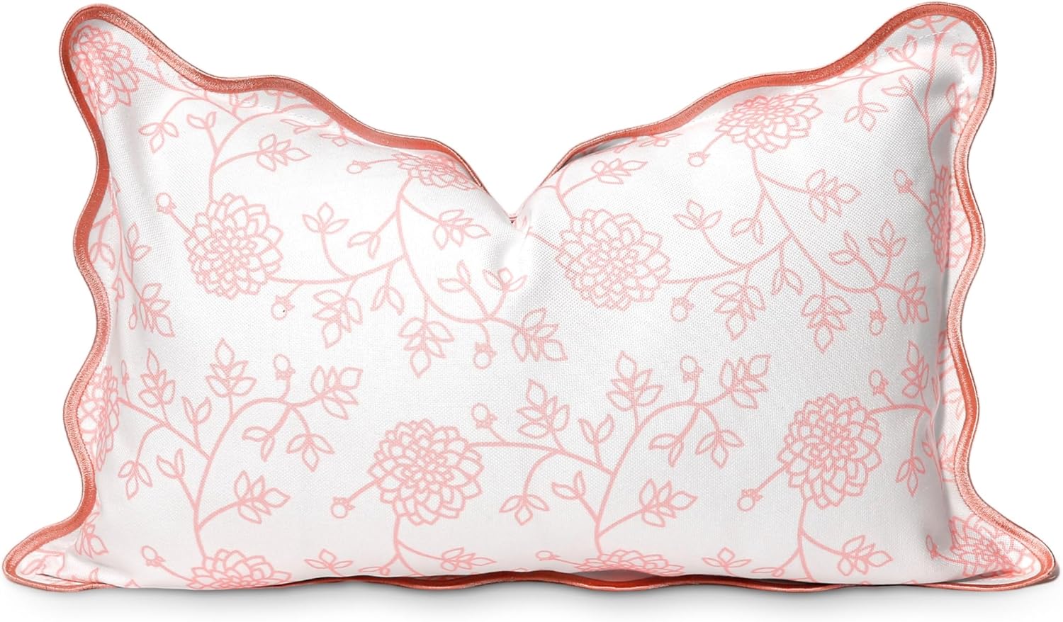 Hofdeco Premium Coastal Patio Indoor Outdoor Throw Pillow Cover Only, 20"x20" Water Repellent for Backyard, Couch, Navy Blue Embroidered Line Frame