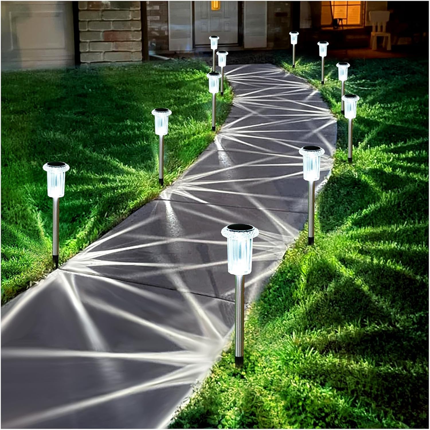 Gorrzai Solar Christmas Lights Outdoor Decorations 10 Pack Multicolor LED Stainless Steel Stake for Pathway Yard Garden Driveway Landscape Walkway Lighting Solar Powered Outside Holiday Decor