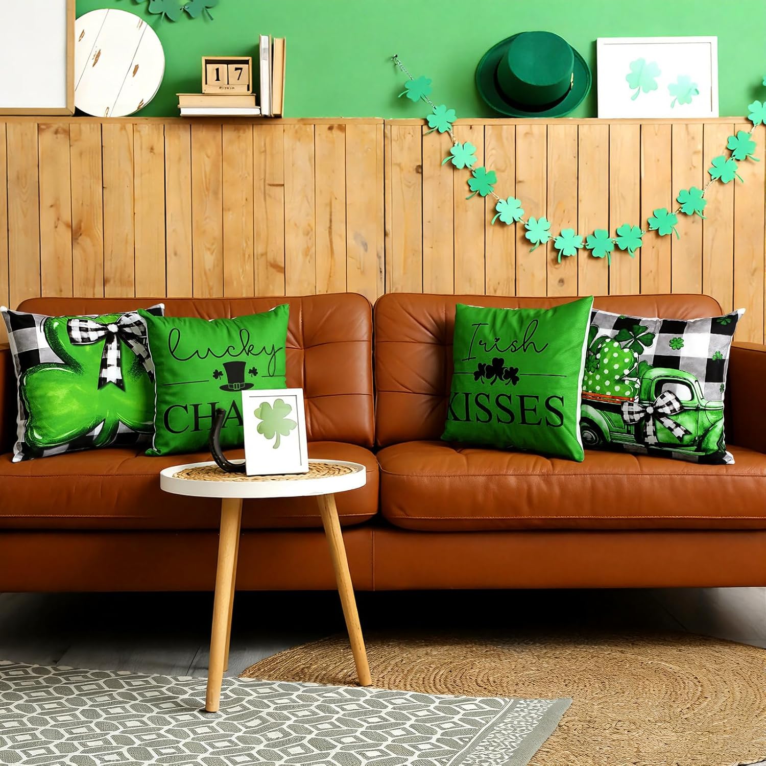 GlikCeil Set of 16 Holiday Pillow Covers 18 x 18 Inch Buffalo Plaid Throw Pillow Covers Valentine's Day St. Patrick's Day Easter Spring Pillowcases Decorative for Farmhouse Home Couch Sofa Decor