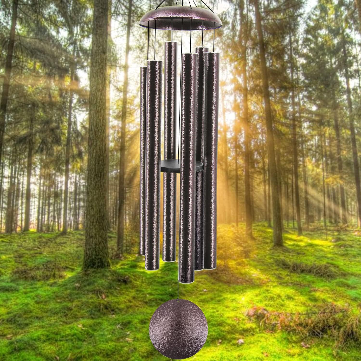 ASTARIN 45 in Memorial Wind Chimes Large with 6 Heavy Tubes, Large Deep Tone Wind Chimes Outdoor for Garden Hanging Décor,Sympathy Gifts. Black