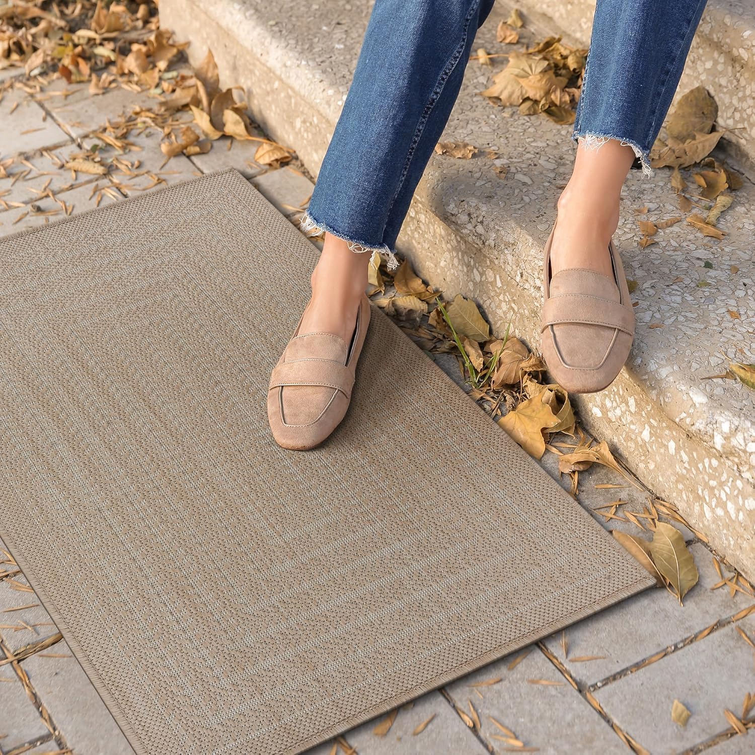 Adiva Rugs Outdoor Indoor Area Rug, Weather Resistant, Easy to Clean, Stain Resistant Floor Mat for Dining Room, Backyard, Deck, Patio (Wooden, 6' x 9')