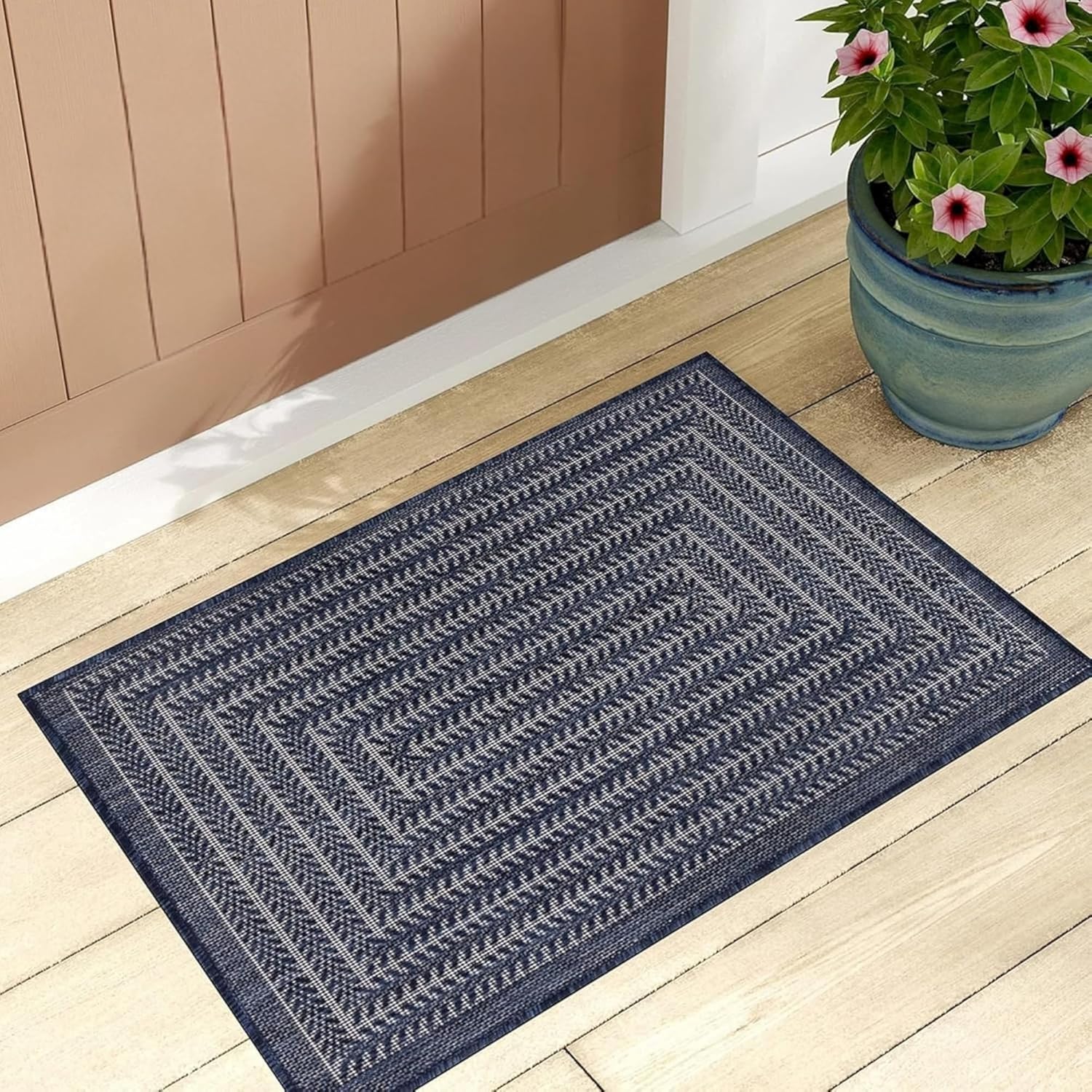 Adiva Rugs Outdoor Indoor Area Rug, Weather Resistant, Easy to Clean, Stain Resistant Floor Mat for Dining Room, Backyard, Deck, Patio (Wooden, 6' x 9')