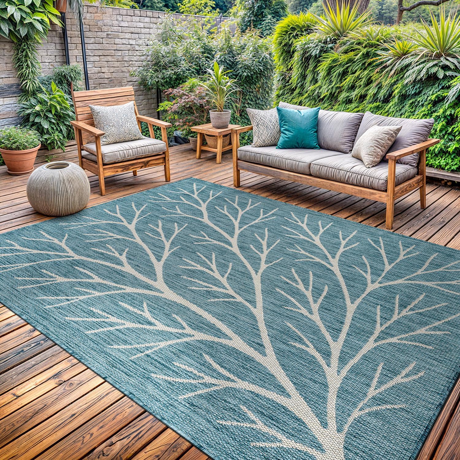 Washable Indoor Outdoor Rug 8x10 Weather Resistant Area Rugs Modern Solid for Porch Deck Balcony Backyard Patio Outside Carpet (8 X 10 Silver Grey)