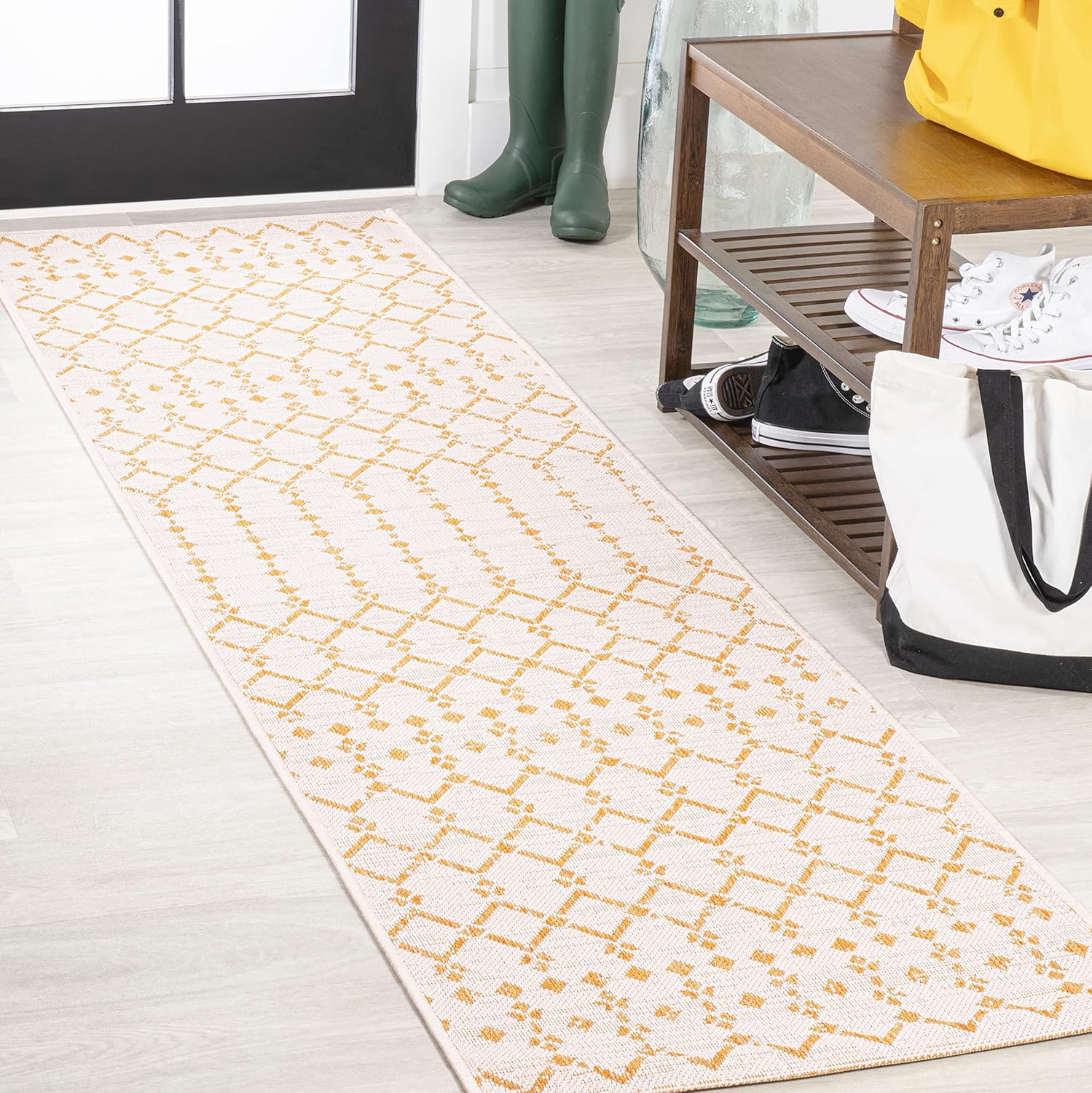 JONATHAN Y Moroccan Geometric Indoor Outdoor Area Rug 8X10 Natural/Black, Ourika Textured Weave for Backyard, Patio, Porch, Easy-Cleaning, High Traffic, Pet-Friendly, Non-Shedding (SMB108D-8)