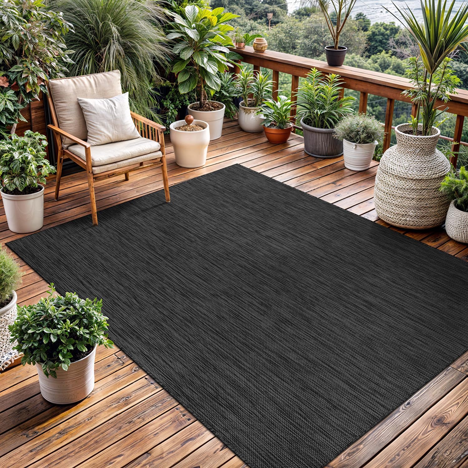 Washable Indoor Outdoor Rug 8x10 Weather Resistant Area Rugs Modern Solid for Porch Deck Balcony Backyard Patio Outside Carpet (8 X 10 Silver Grey)