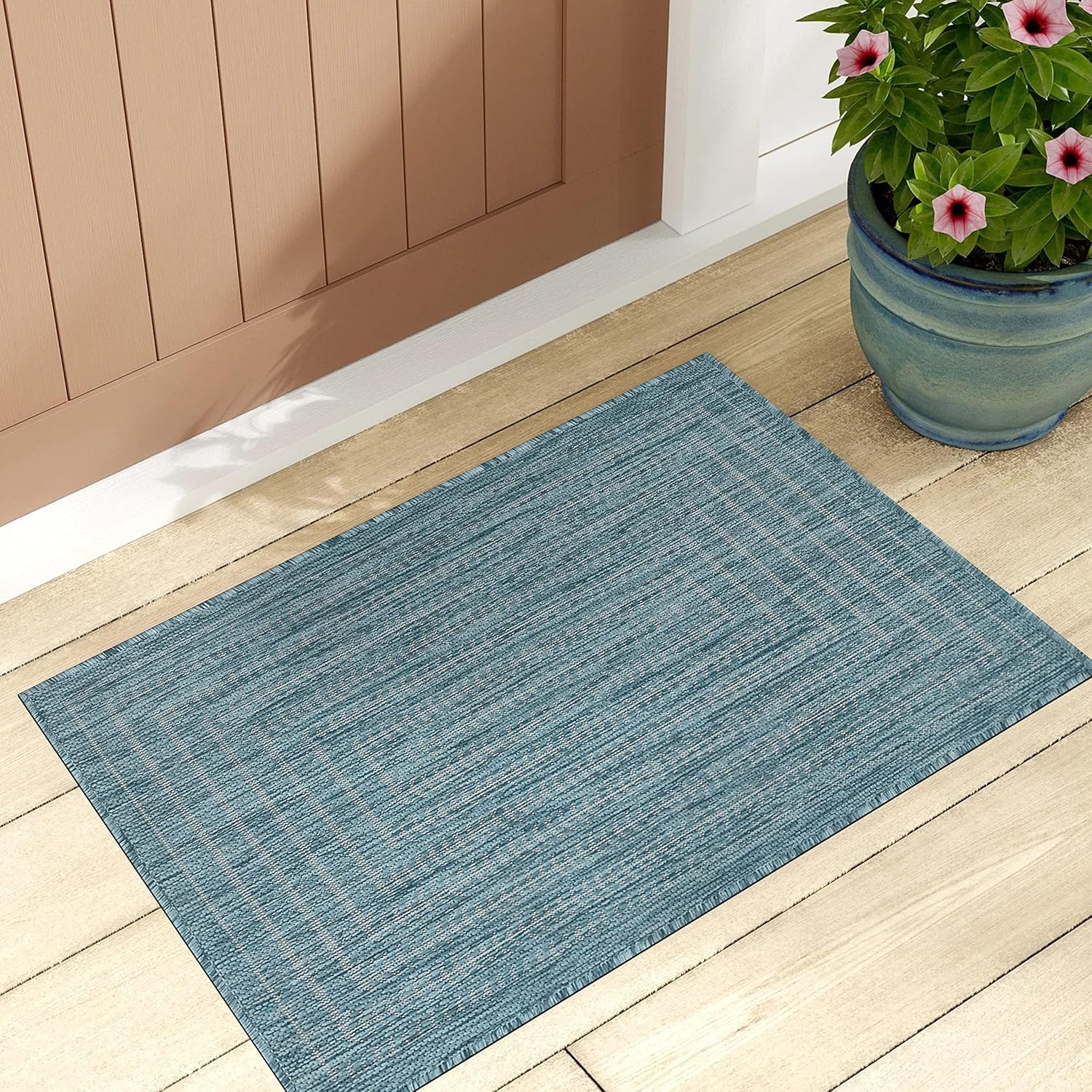 Adiva Rugs Outdoor Indoor Area Rug, Weather Resistant, Easy to Clean, Stain Resistant Floor Mat for Dining Room, Backyard, Deck, Patio (Wooden, 6' x 9')