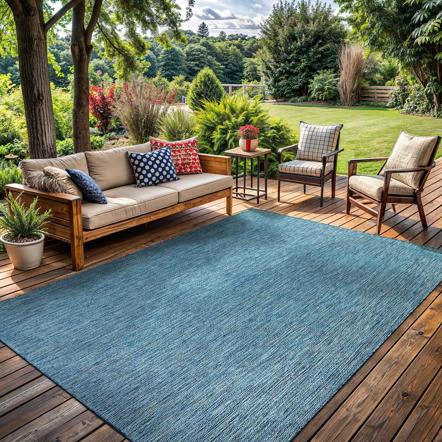Washable Indoor Outdoor Rug 8x10 Weather Resistant Area Rugs Modern Solid for Porch Deck Balcony Backyard Patio Outside Carpet (8 X 10 Silver Grey)