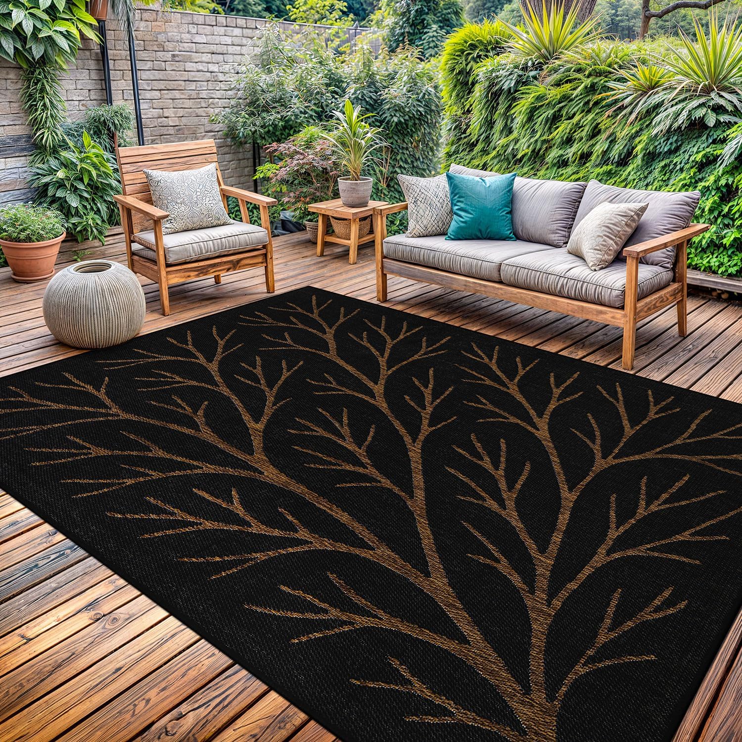 Washable Indoor Outdoor Rug 8x10 Weather Resistant Area Rugs Modern Solid for Porch Deck Balcony Backyard Patio Outside Carpet (8 X 10 Silver Grey)