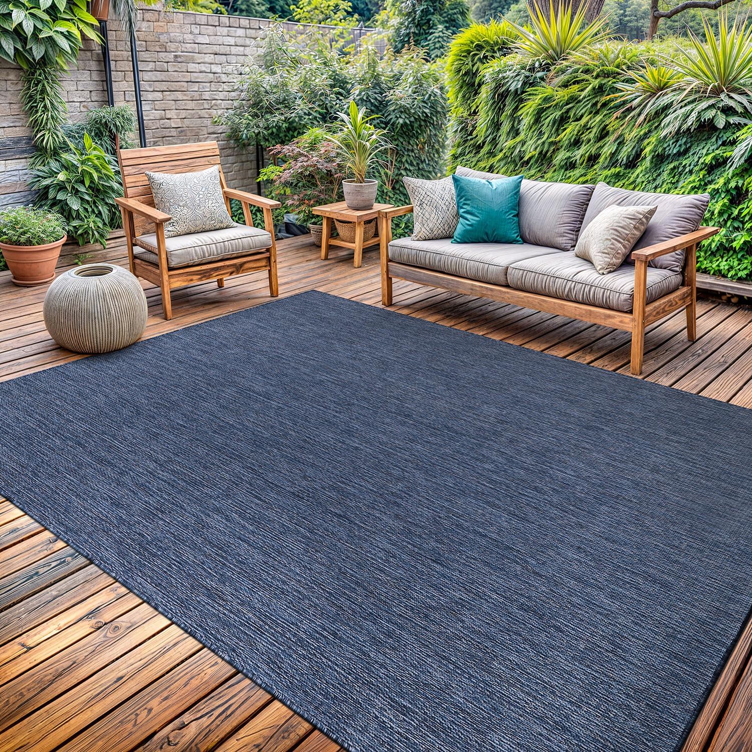 Washable Indoor Outdoor Rug 8x10 Weather Resistant Area Rugs Modern Solid for Porch Deck Balcony Backyard Patio Outside Carpet (8 X 10 Silver Grey)