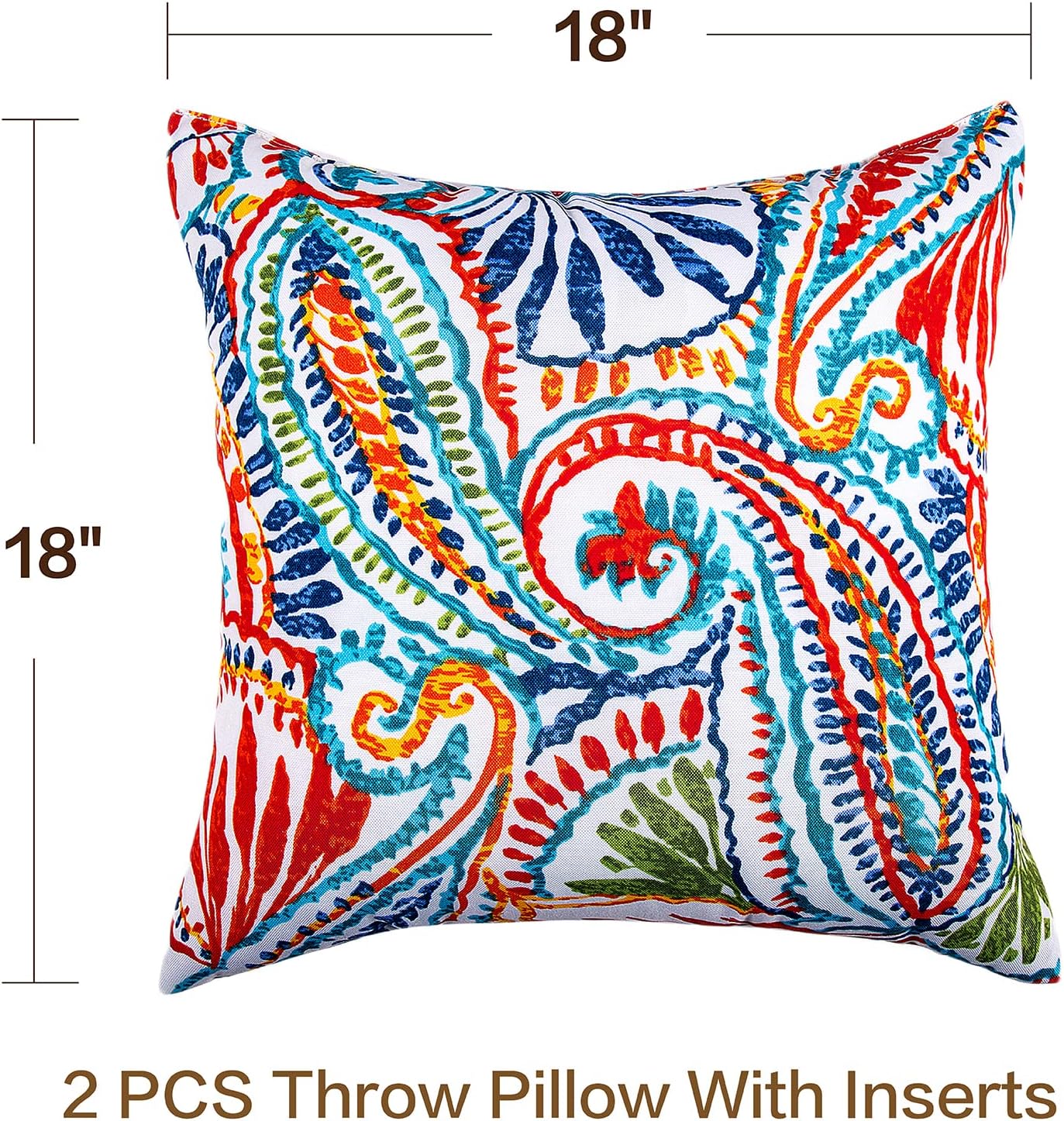 JMGBird Outdoor Pillows Waterproof Set of 2 Outdoor Throw Pillows with Insert Included 18×18 Inch Outdoor Pillow for Patio Furniture