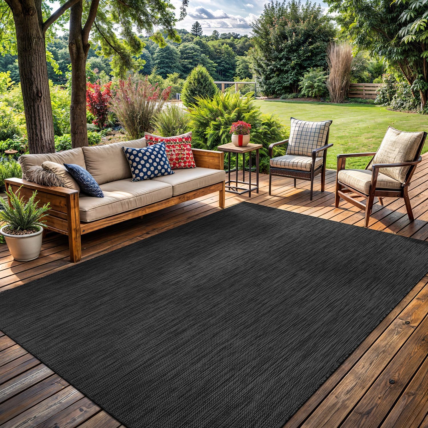 Washable Indoor Outdoor Rug 8x10 Weather Resistant Area Rugs Modern Solid for Porch Deck Balcony Backyard Patio Outside Carpet (8 X 10 Silver Grey)