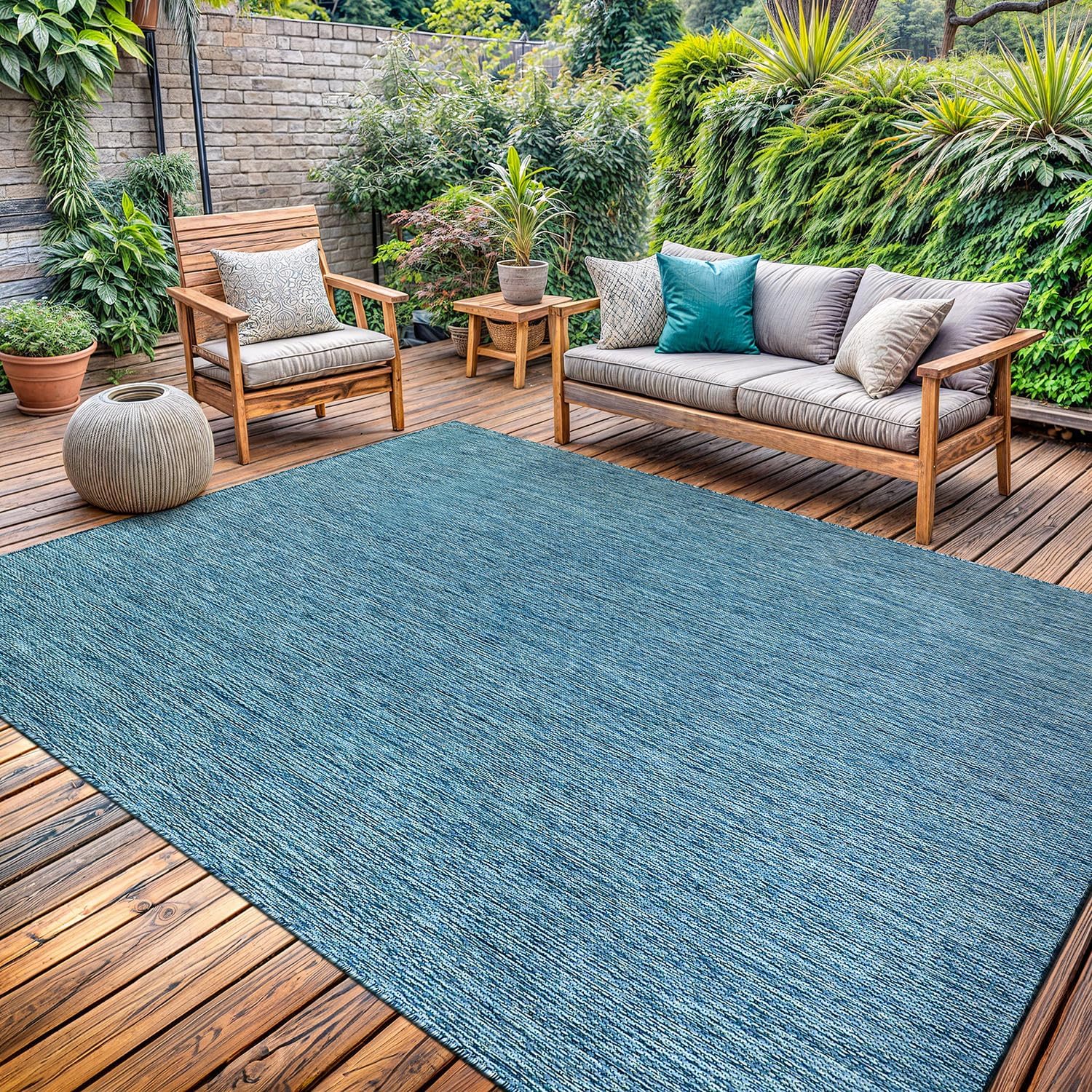 Washable Indoor Outdoor Rug 8x10 Weather Resistant Area Rugs Modern Solid for Porch Deck Balcony Backyard Patio Outside Carpet (8 X 10 Silver Grey)