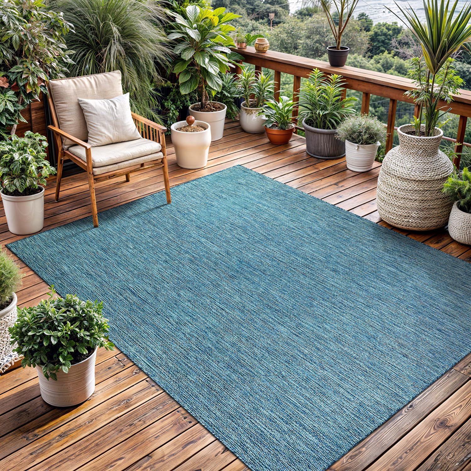 Washable Indoor Outdoor Rug 8x10 Weather Resistant Area Rugs Modern Solid for Porch Deck Balcony Backyard Patio Outside Carpet (8 X 10 Silver Grey)