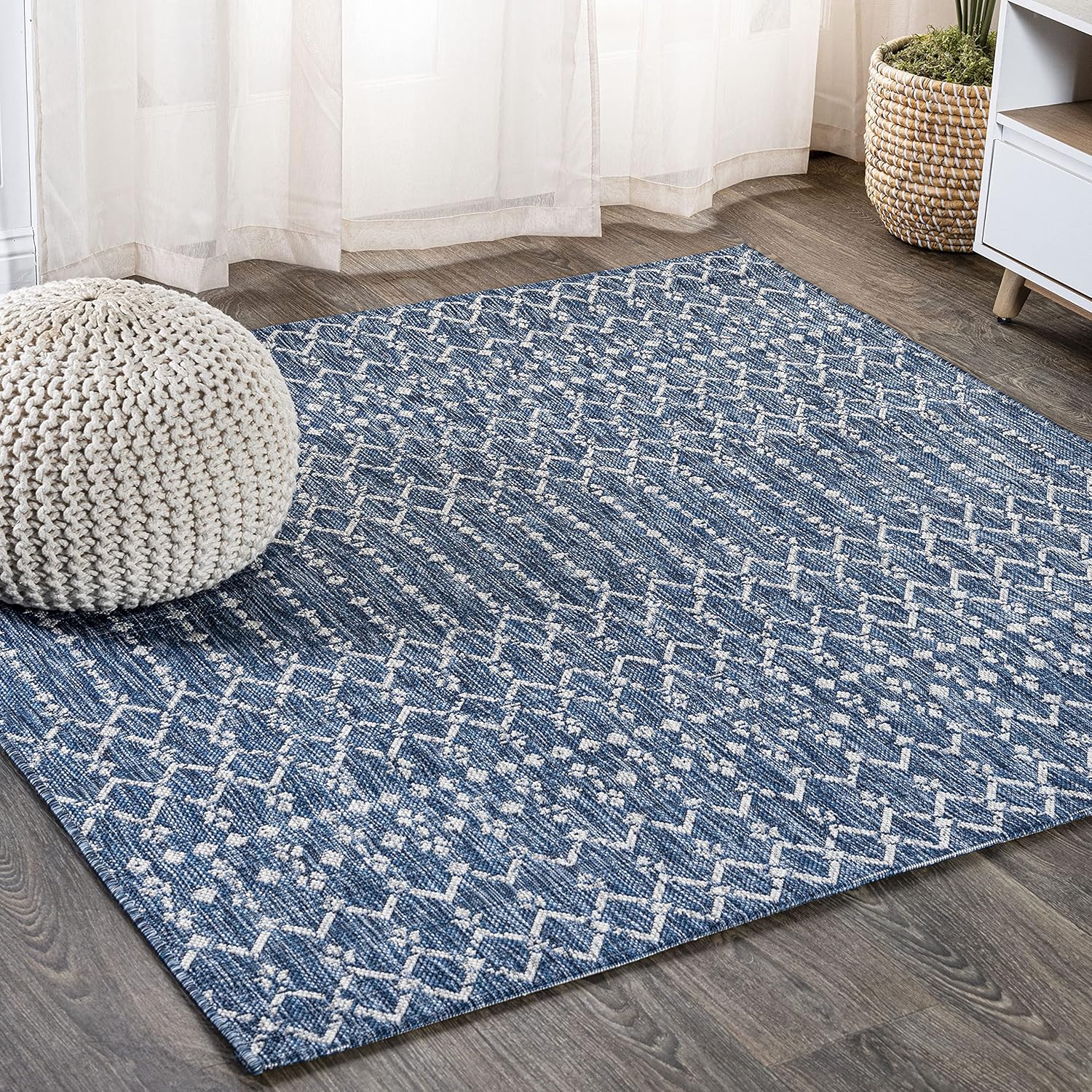 JONATHAN Y Moroccan Geometric Indoor Outdoor Area Rug 8X10 Natural/Black, Ourika Textured Weave for Backyard, Patio, Porch, Easy-Cleaning, High Traffic, Pet-Friendly, Non-Shedding (SMB108D-8)